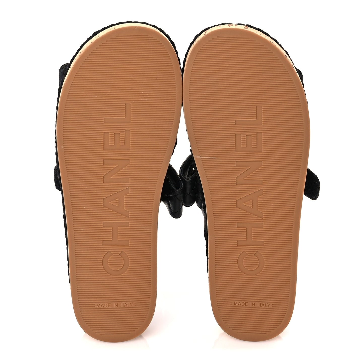 Chanel Cord Lambskin Quilted Logo Mules 36  Black