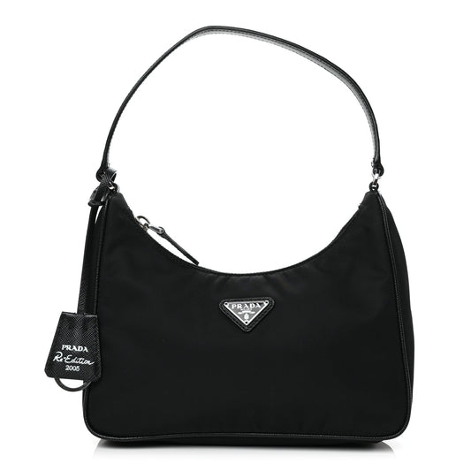 Prada Tessuto Nylon Saffiano Mini Re-Edition 2005 Bag Black