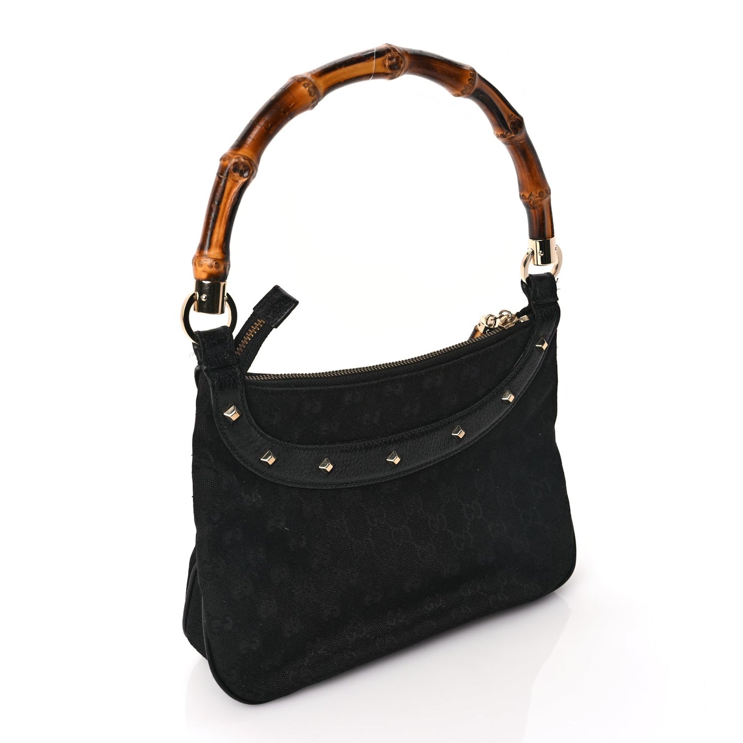 Gucci Monogram Anita Bamboo Top Handle Bag Black