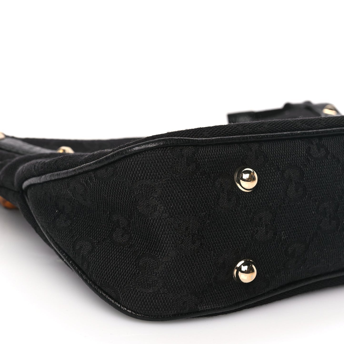 Gucci Monogram Anita Bamboo Top Handle Bag Black