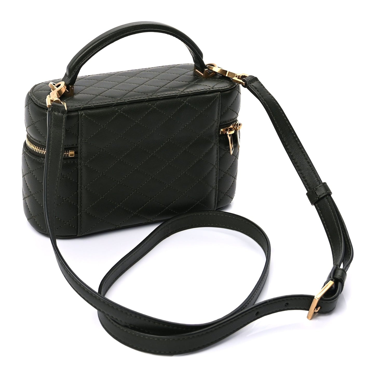 Saint Laurent Lambskin Quilted Gaby Vanity Bag  Olive Wood