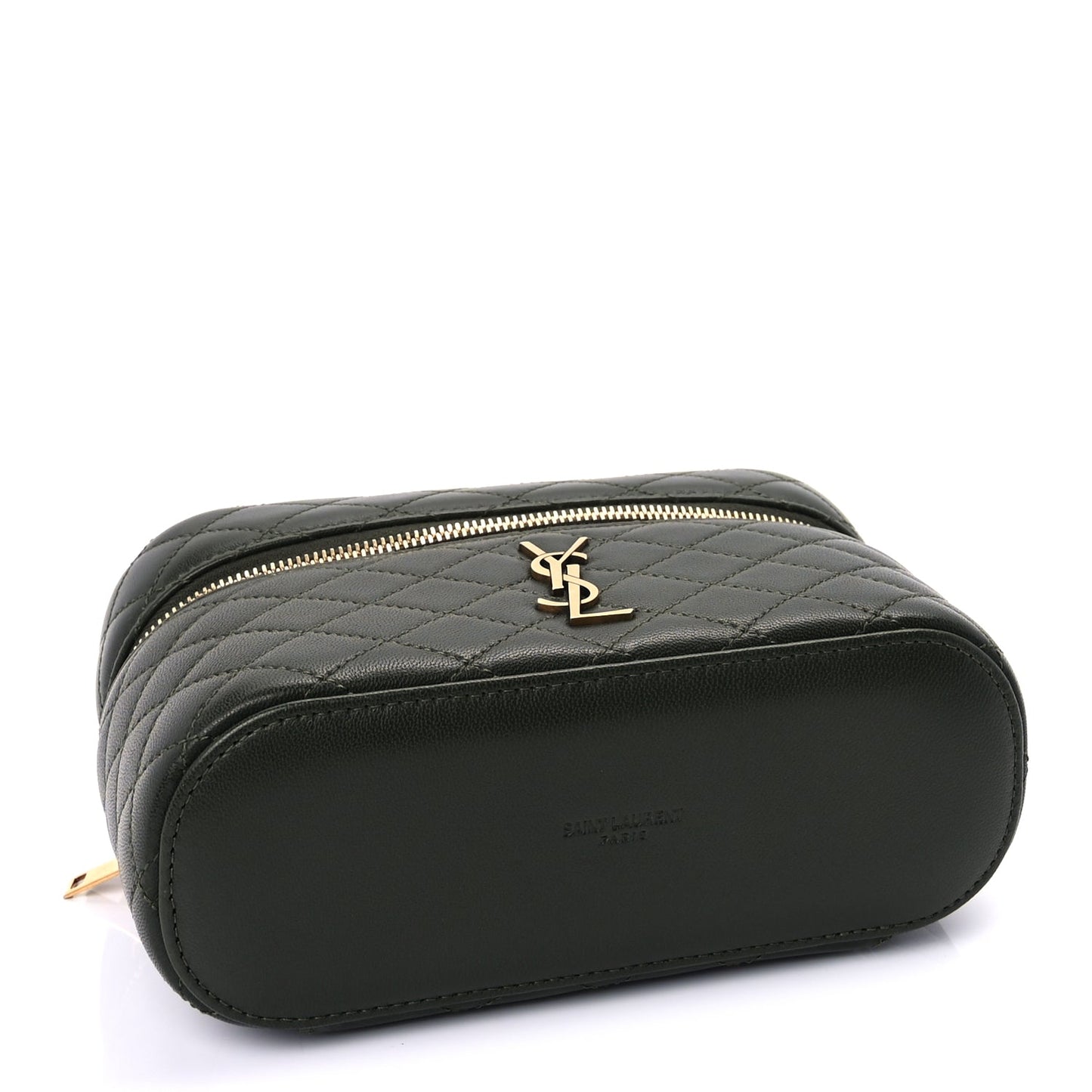 Saint Laurent Lambskin Quilted Gaby Vanity Bag  Olive Wood