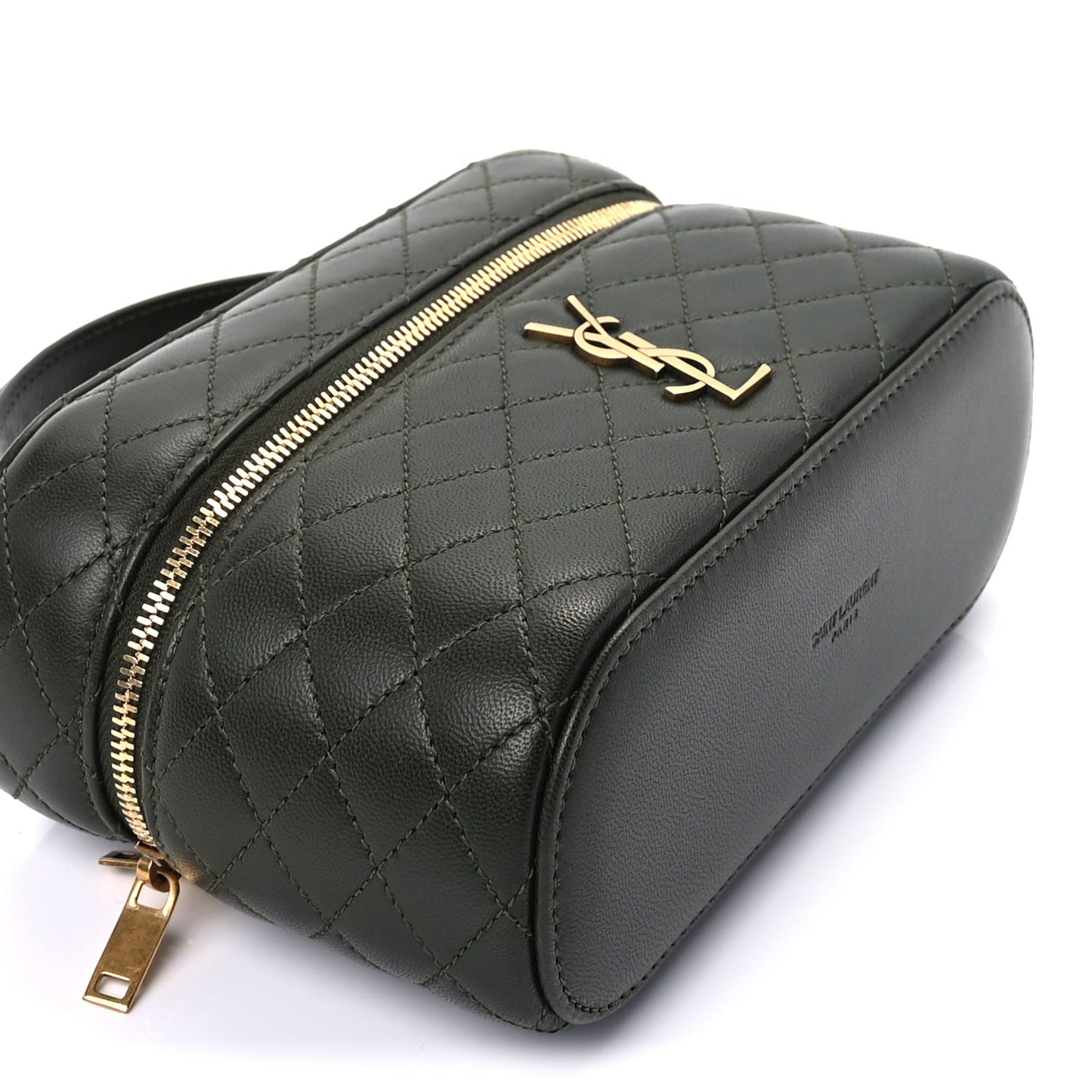 Saint Laurent Lambskin Quilted Gaby Vanity Bag  Olive Wood