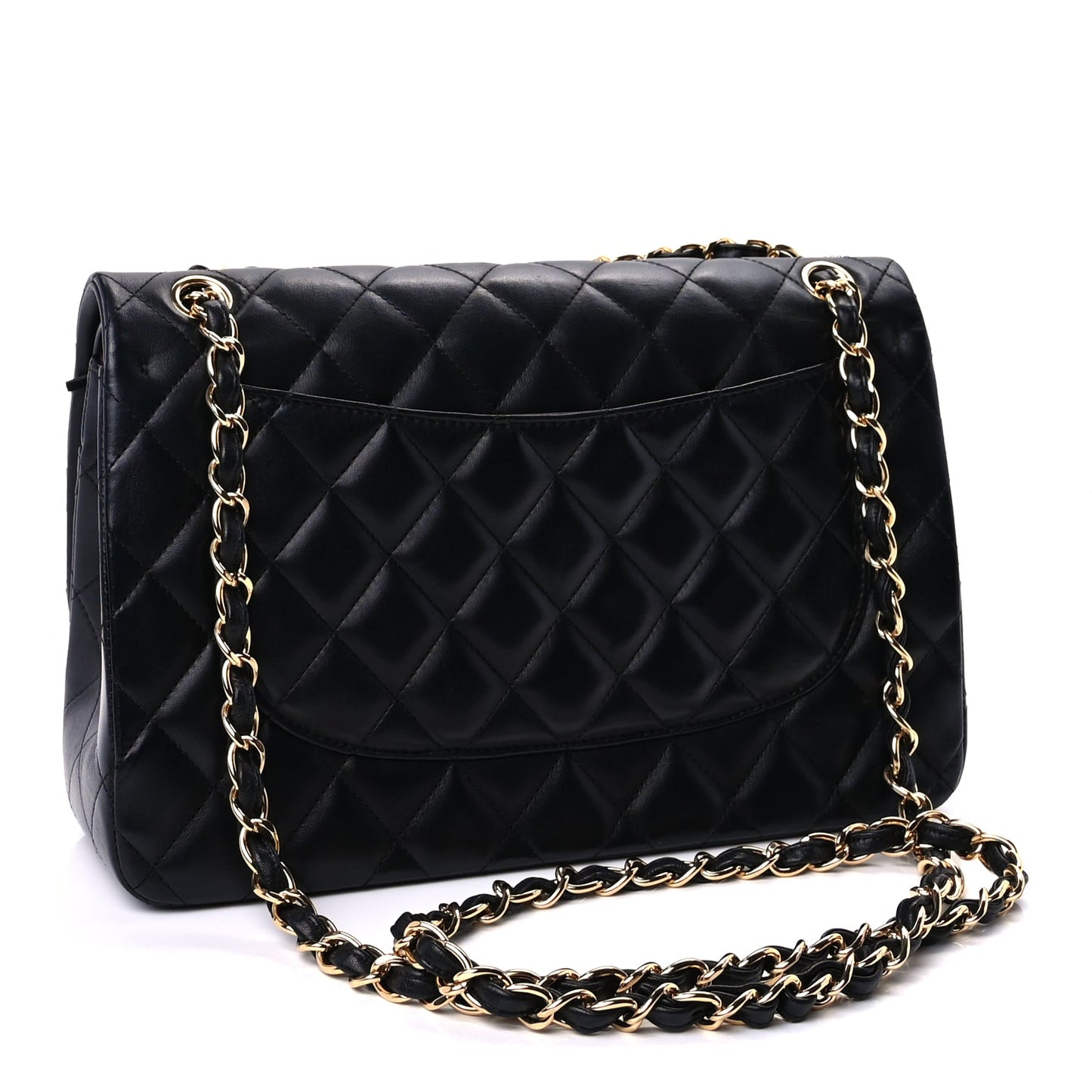 Chanel Lambskin Quilted Jumbo Double Flap  Black