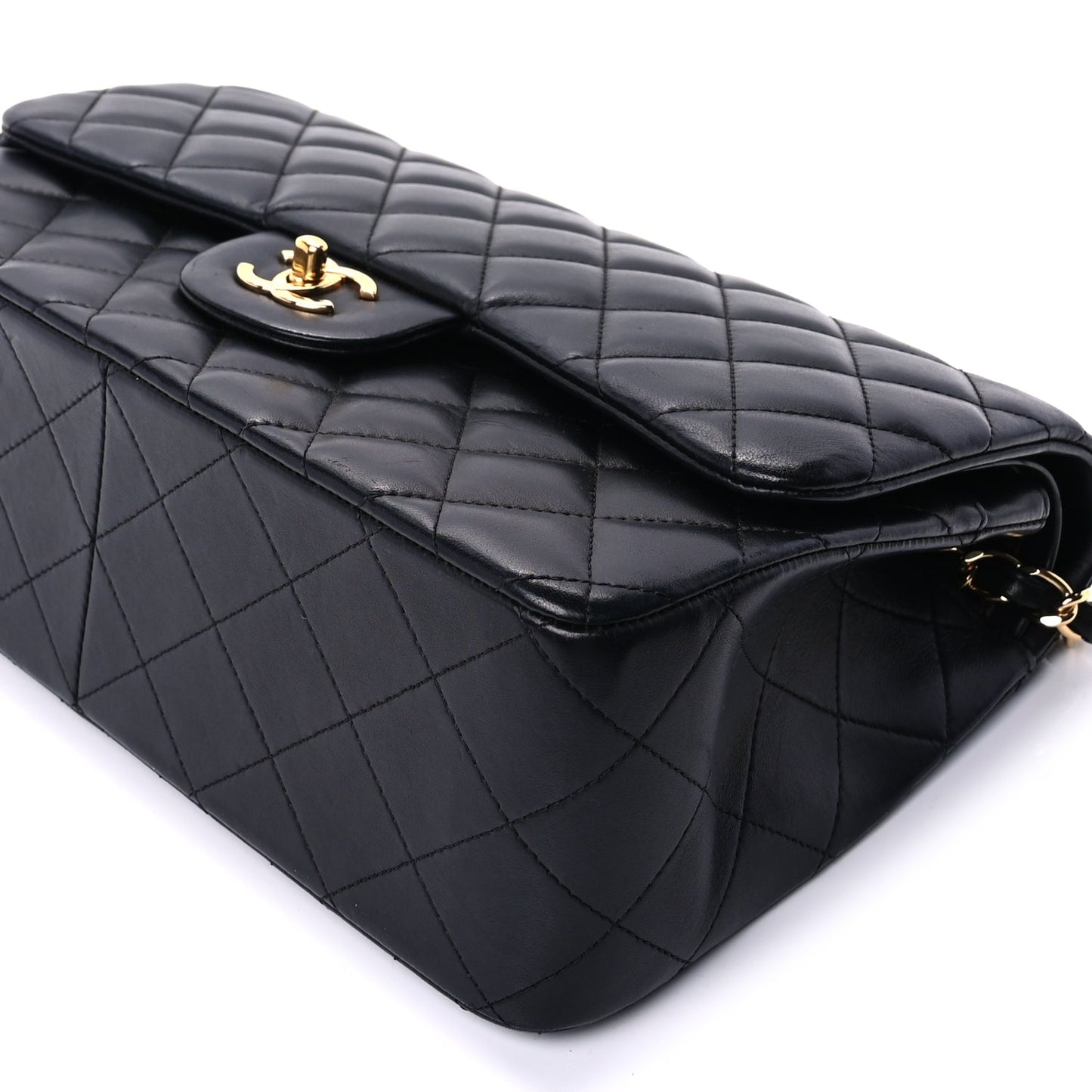 Chanel Lambskin Quilted Jumbo Double Flap  Black