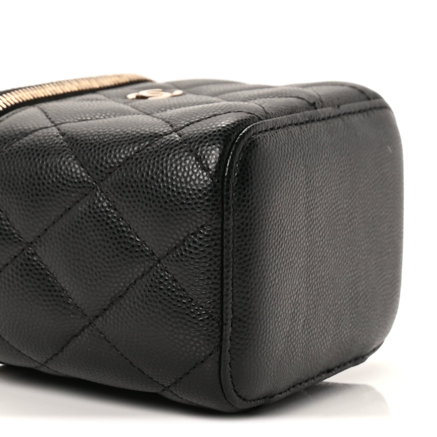 Chanel Caviar Quilted Mini Vanity Case With Chain  Black