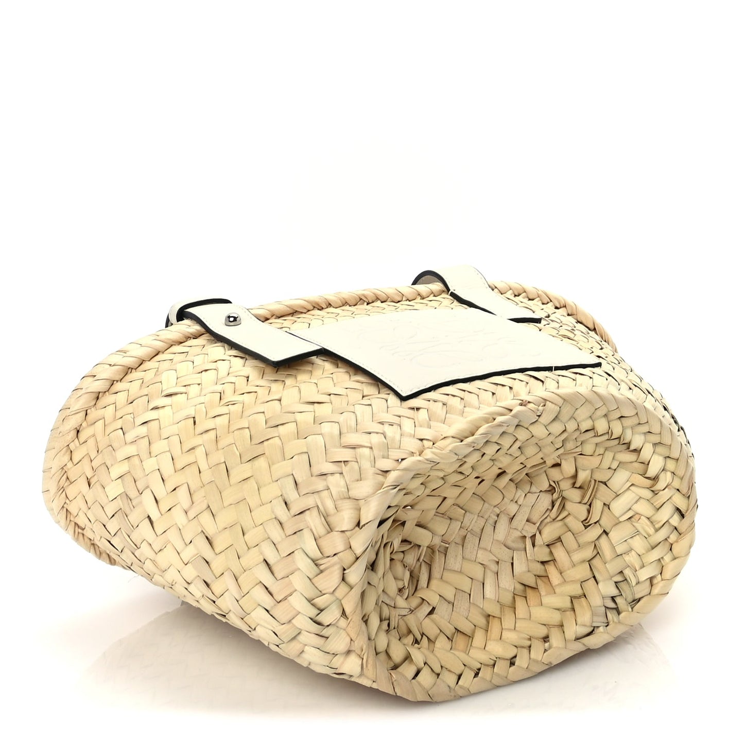 Loewe Raffia Small Basket Tote Bag  Natural White