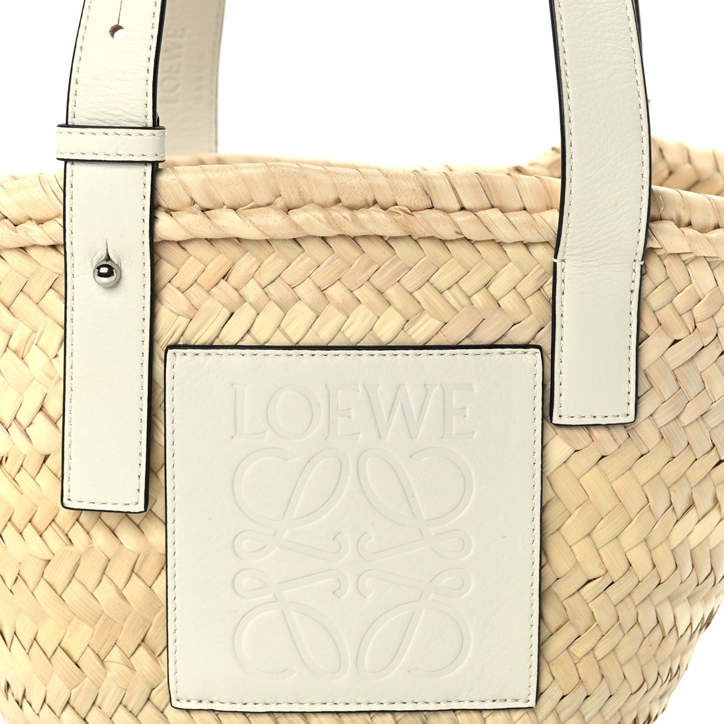 Loewe Raffia Small Basket Tote Bag  Natural White