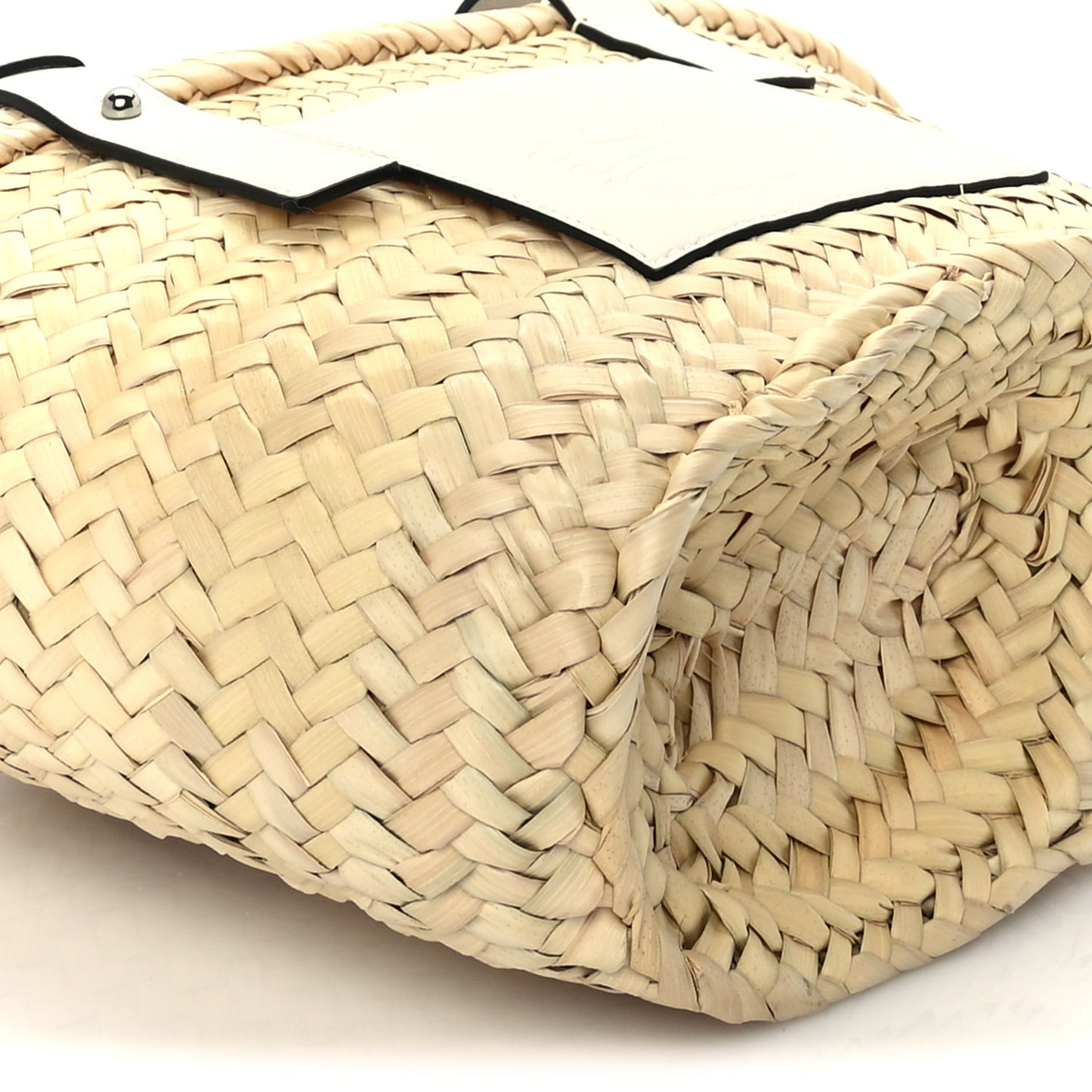 Loewe Raffia Small Basket Tote Bag  Natural White