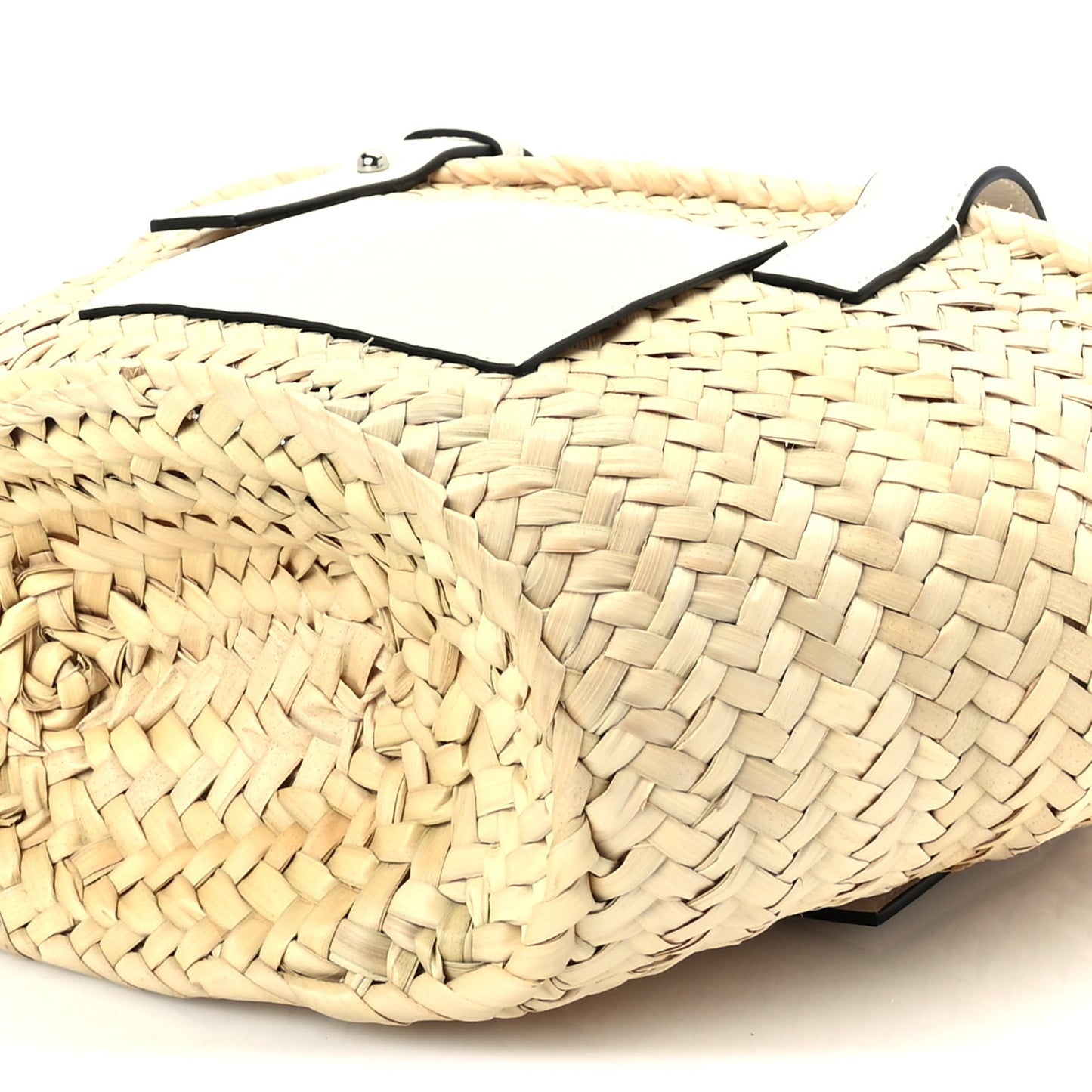 Loewe Raffia Small Basket Tote Bag  Natural White