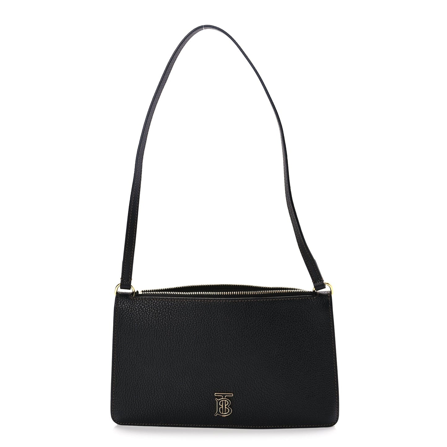 Burberry Grained Calfskin Mini TB Shoulder Pouch Black