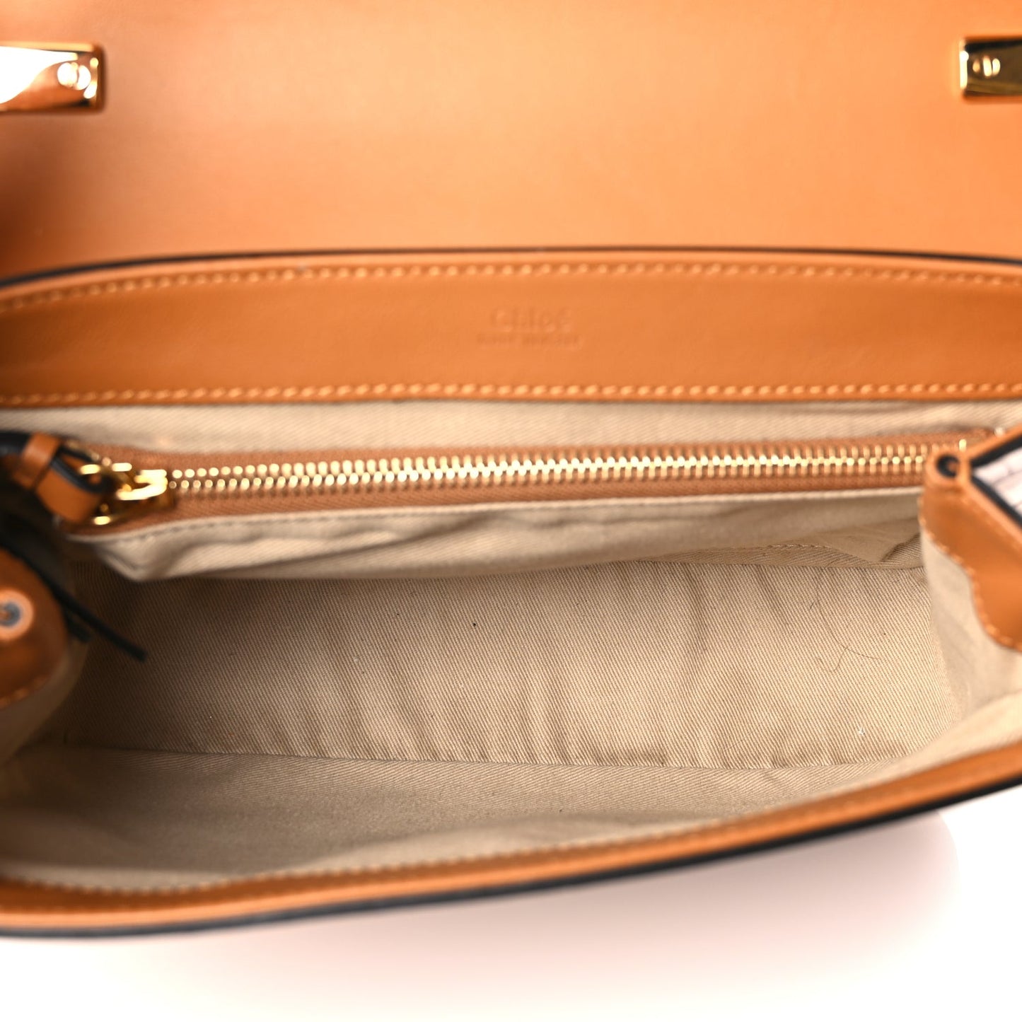 Chloe Calfskin Crocodile Embossed Small C Double Carry Autumnal Brown