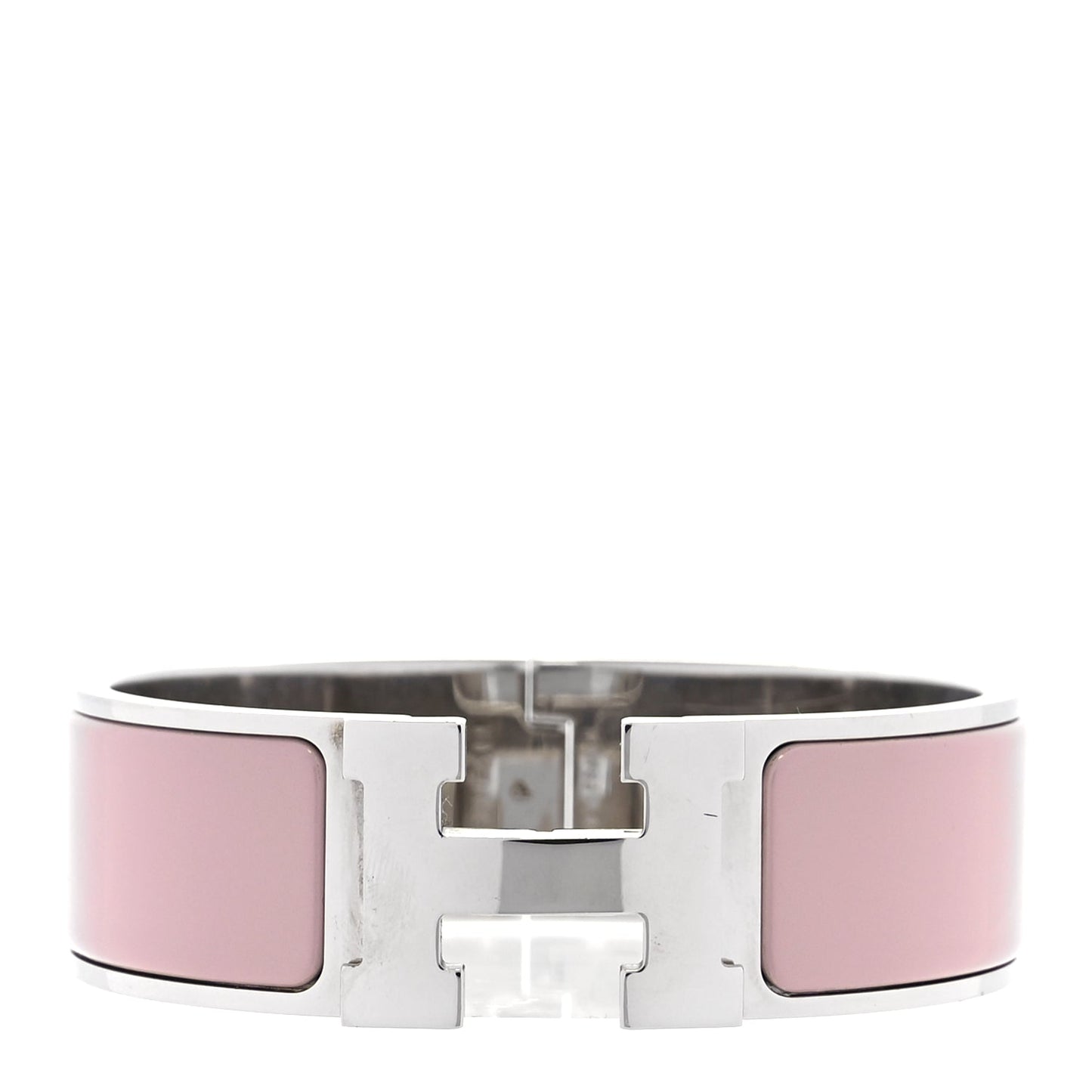 Hermes Enamel Wide Clic Clac H Bracelet PM  Rose Nymph