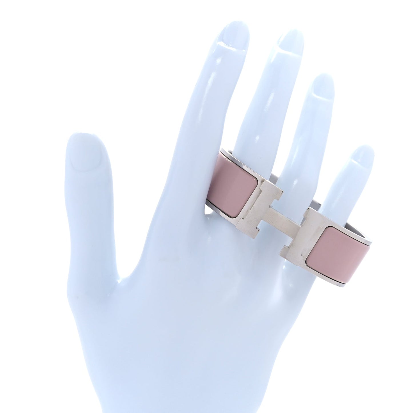 Hermes Enamel Wide Clic Clac H Bracelet PM  Rose Nymph