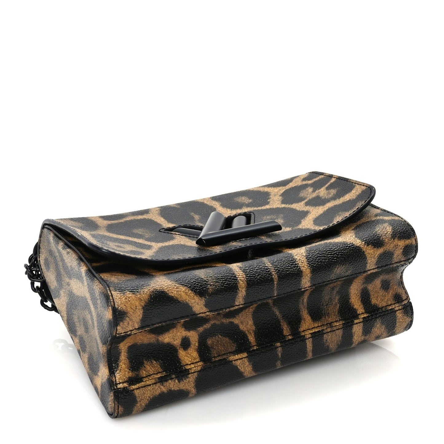 Louis Vuitton Calfskin Wild Animal Print Twist Shoulder Bag MM Marron