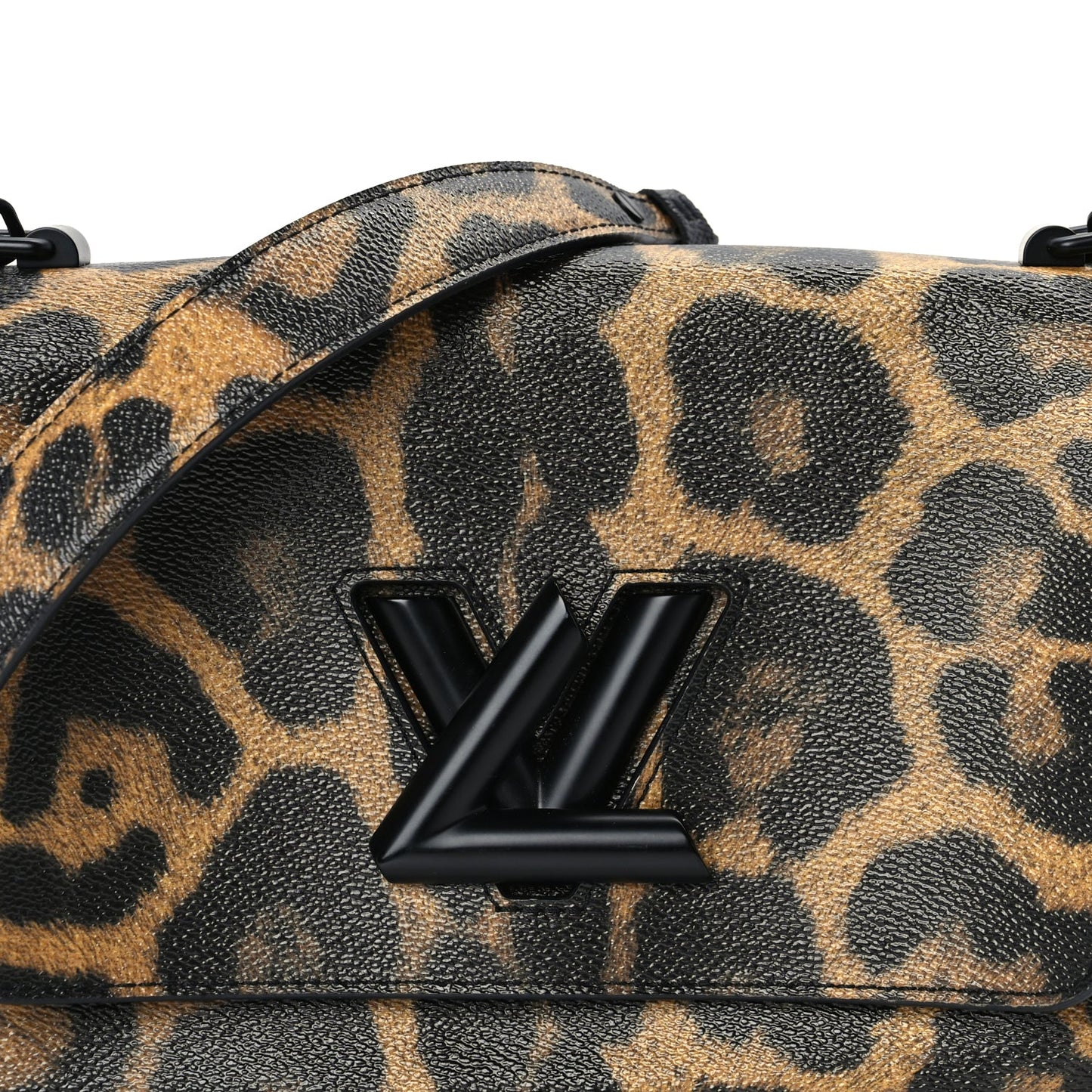 Louis Vuitton Calfskin Wild Animal Print Twist Shoulder Bag MM Marron