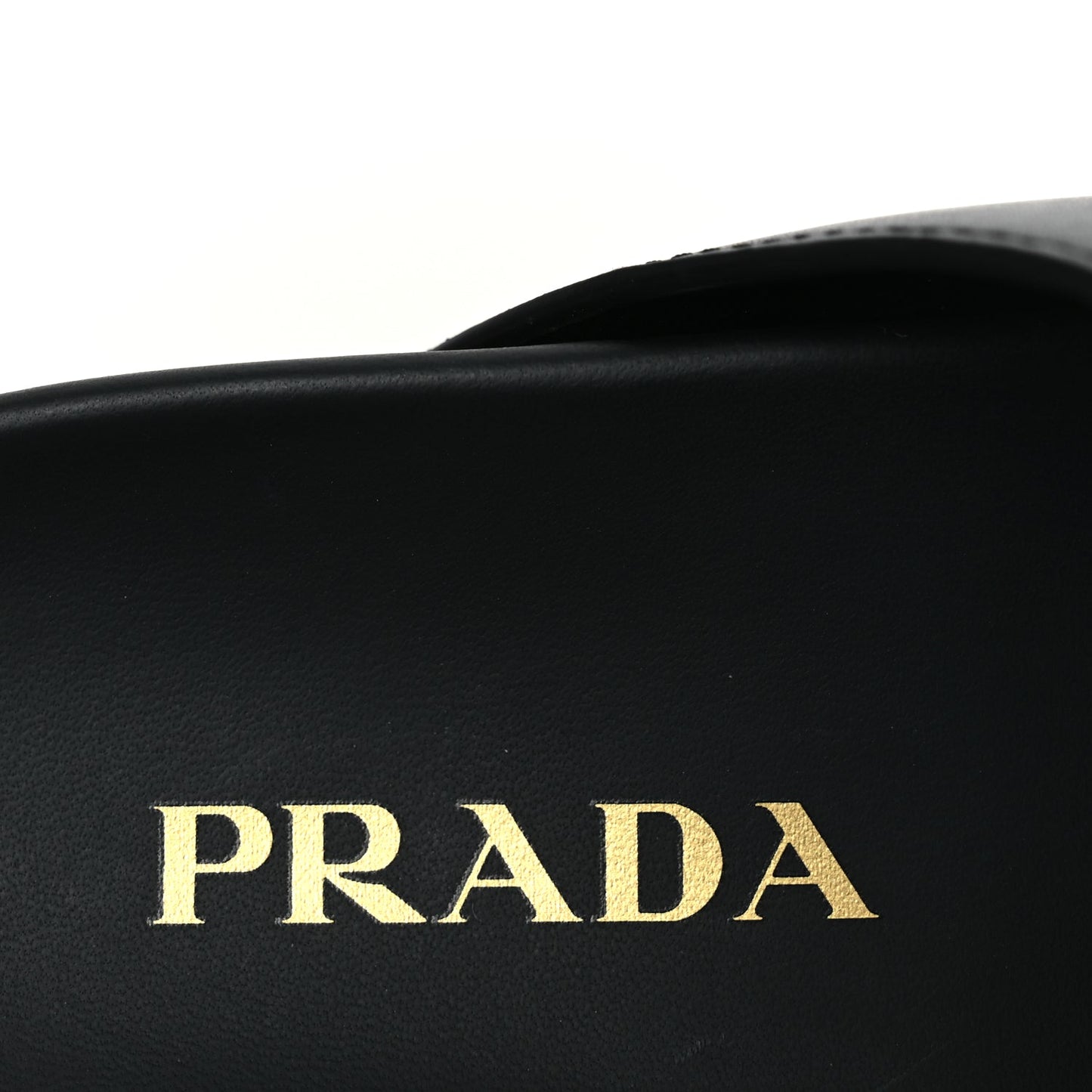 Prada Vitello Sport Metal Triangle Logo Womens Double Buckle 20mm Slide Sandals Black