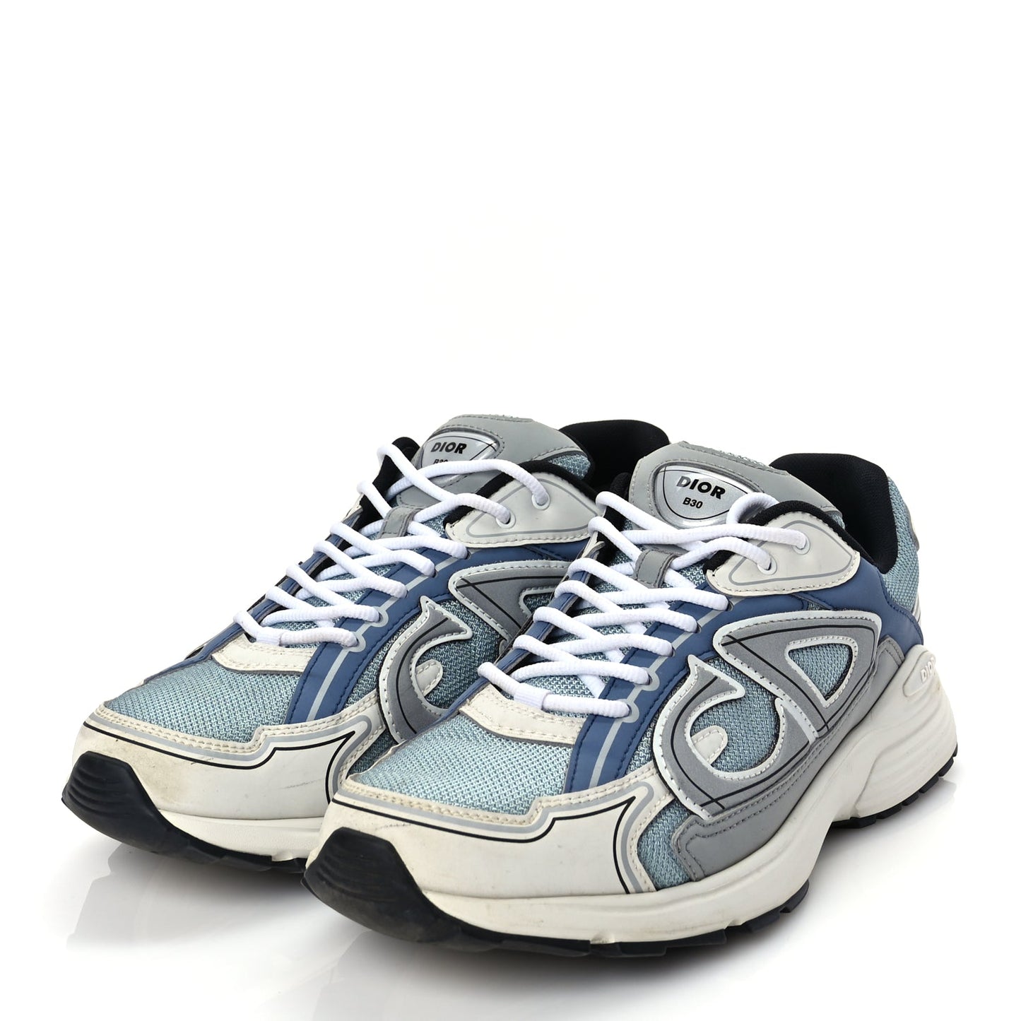 Christian Dior Technical Mesh Calfskin Mens B30 Sneakers 43 White Blue