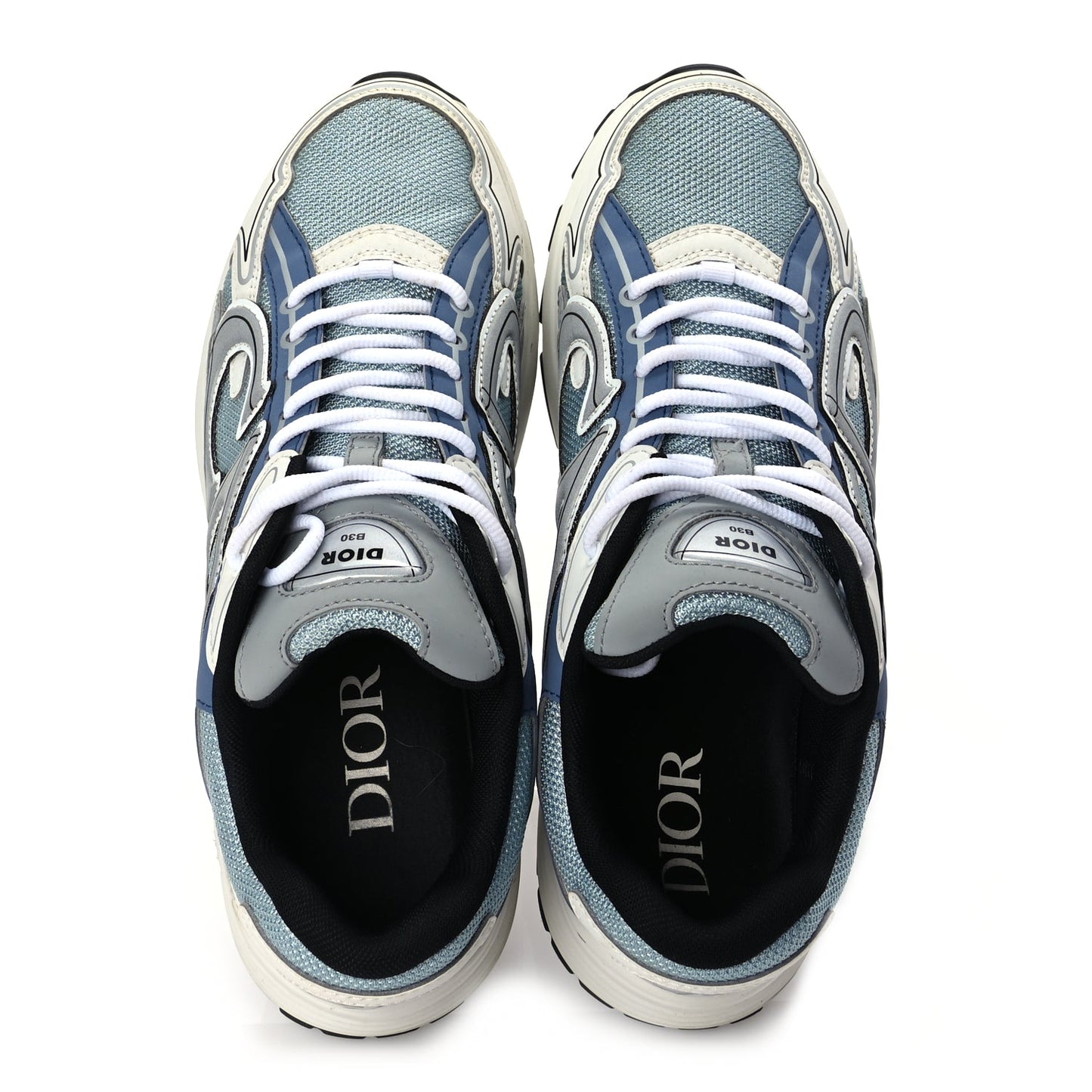 Christian Dior Technical Mesh Calfskin Mens B30 Sneakers 43 White Blue