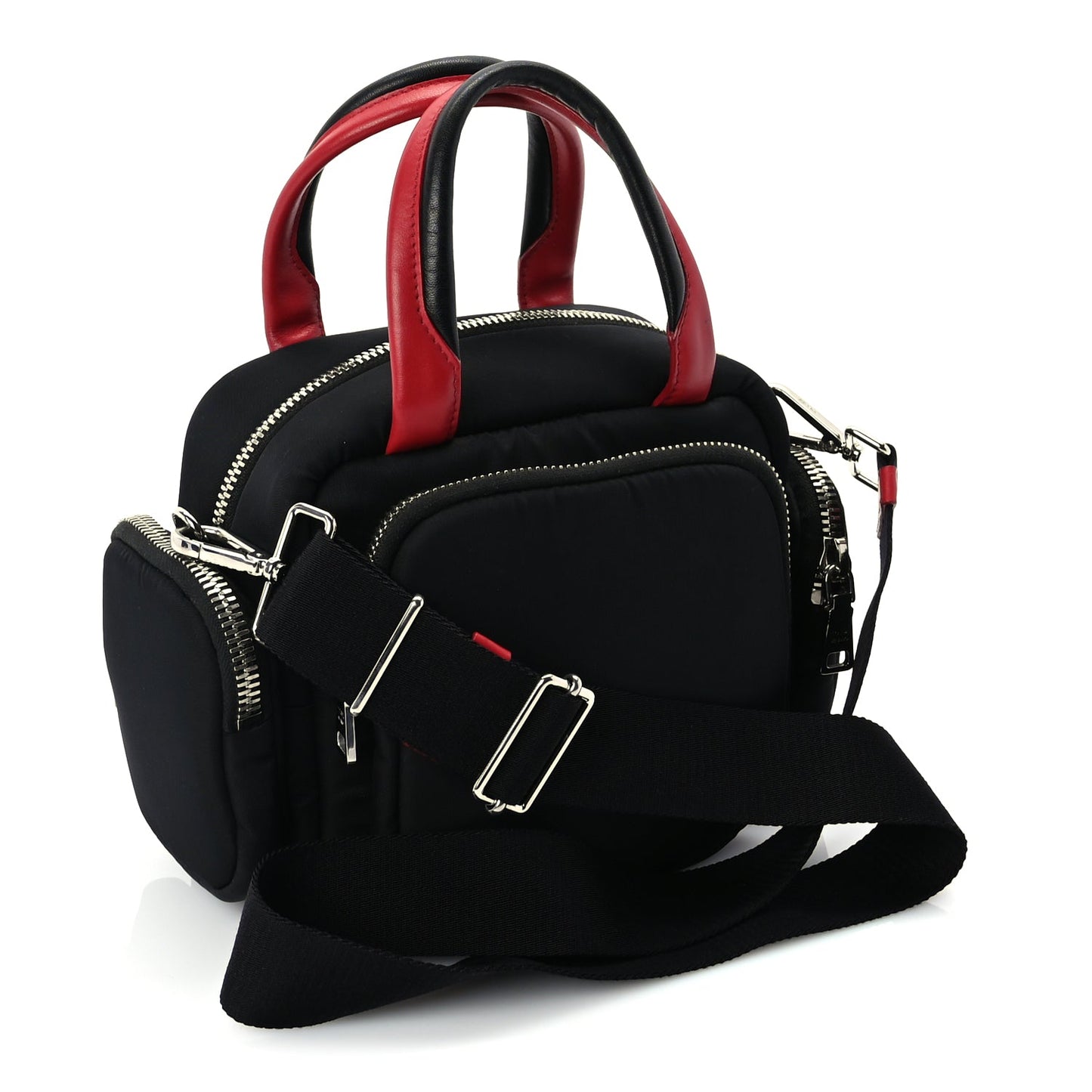 Prada Tessuto Nylon Pocket Top Handle Cargo Bag  Black Fuoco