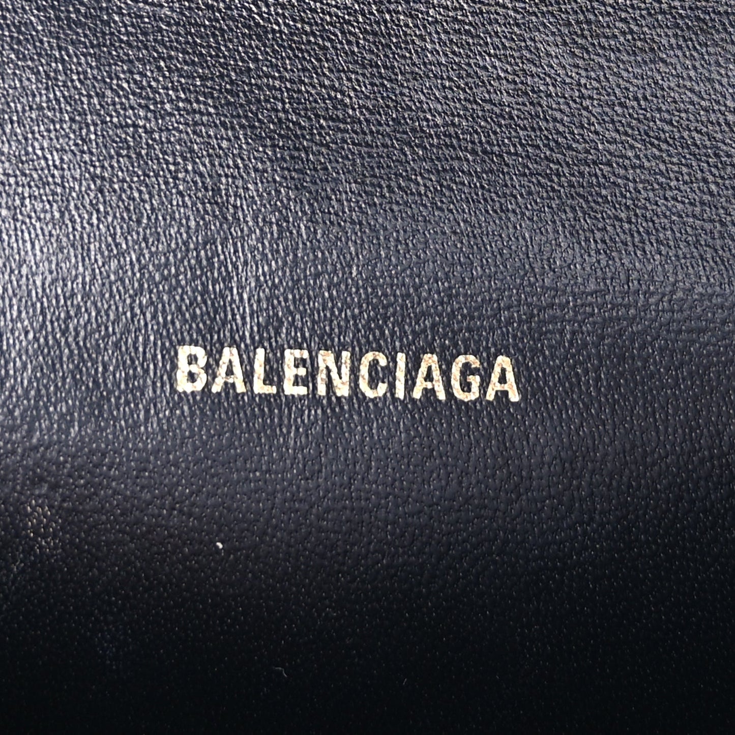 Balenciaga Shiny Calfskin Crocodile Embossed Hourglass Top Handle Bag XS  Black