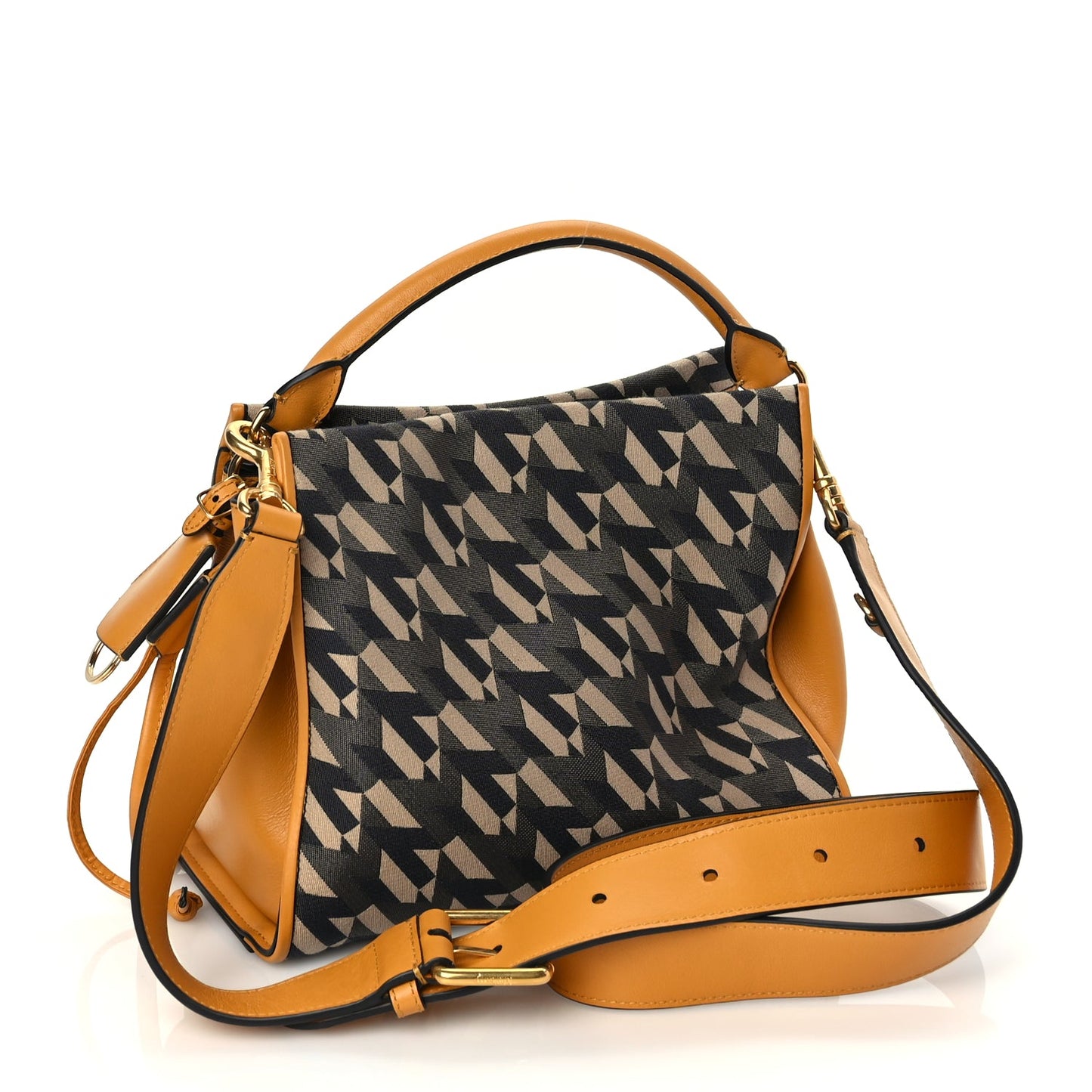 Mulberry Calfskin Canvas Print Small Iris Tote  Deep Amber