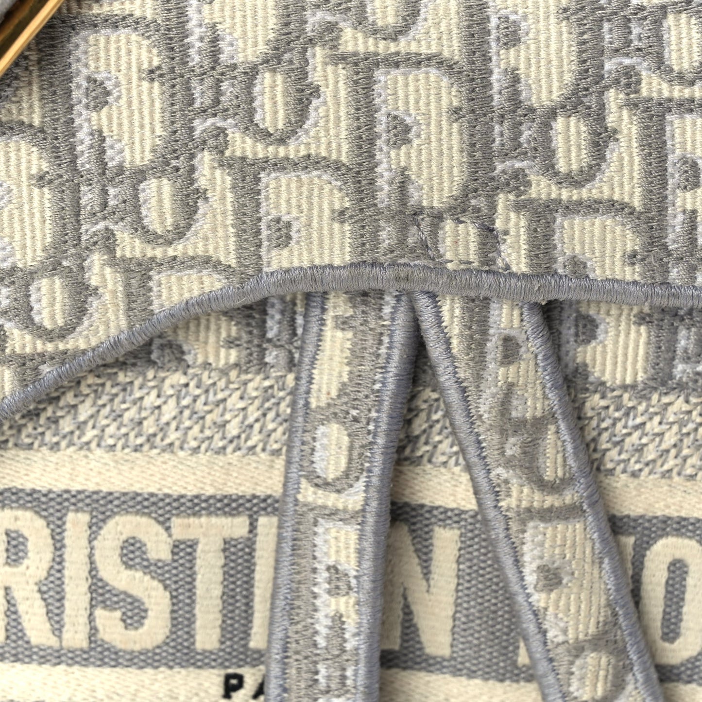 Christian Dior Oblique Embroidered Saddle Bag Grey