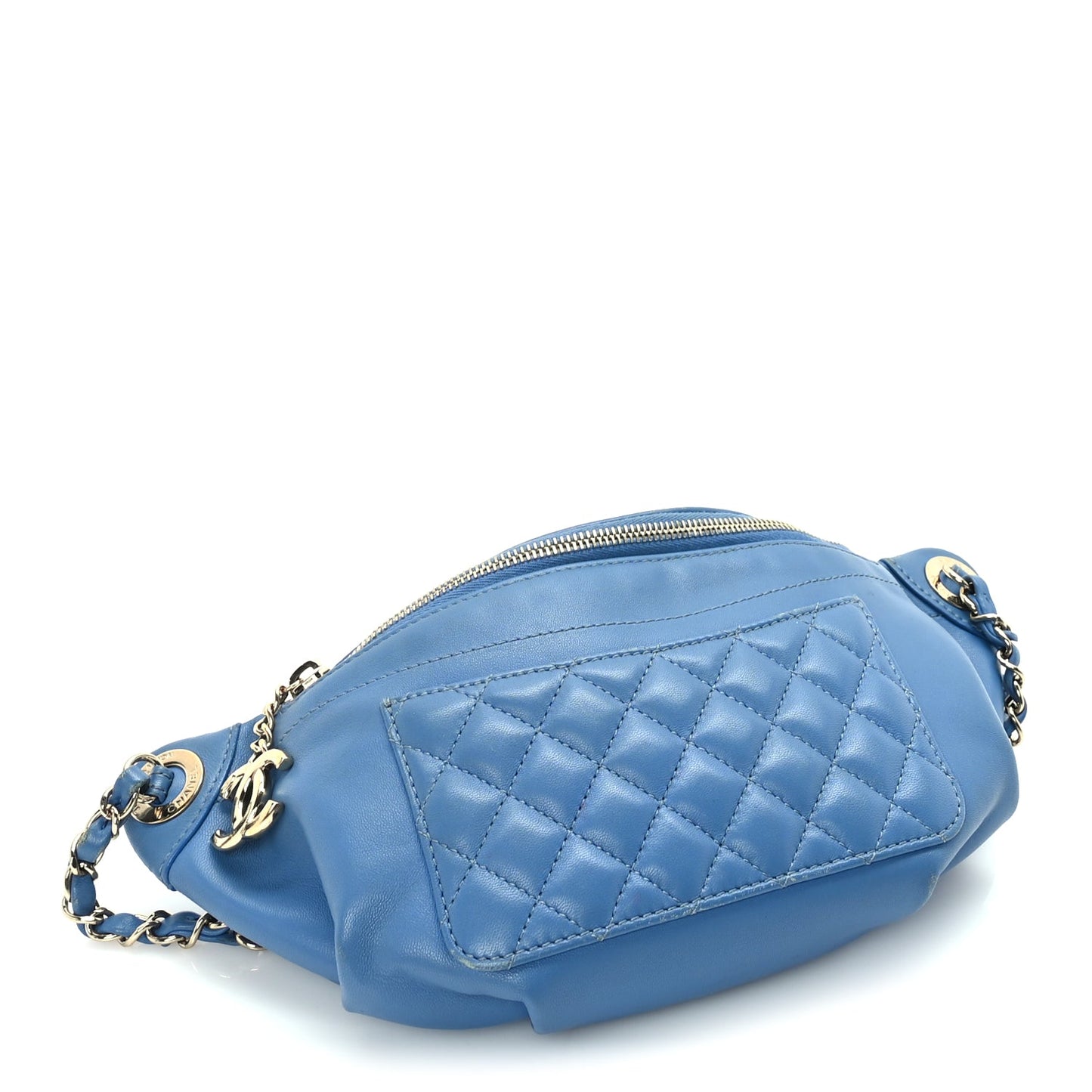 Chanel Lambskin Quilted Bi Waist Bag Pack  Blue