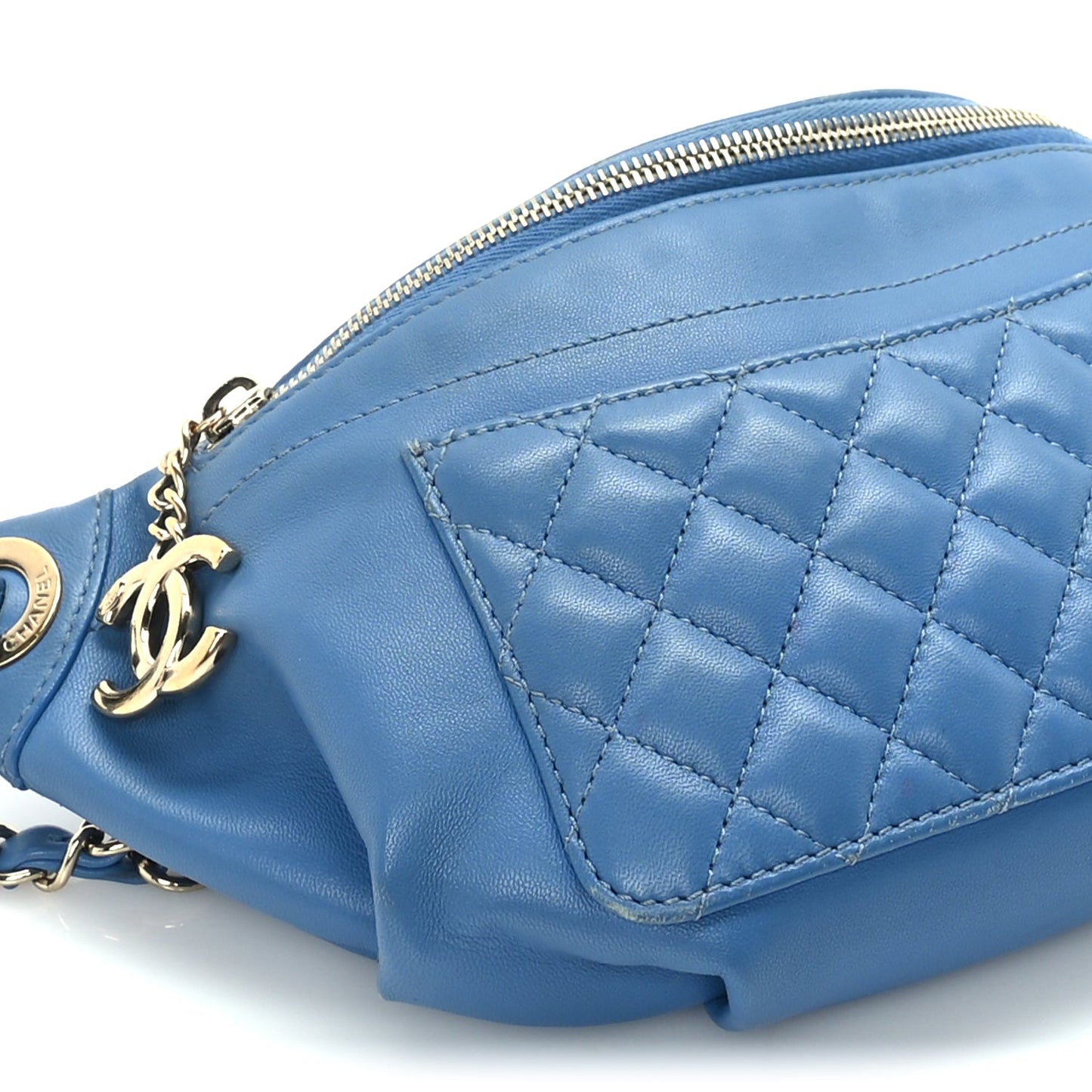 Chanel Lambskin Quilted Bi Waist Bag Pack  Blue