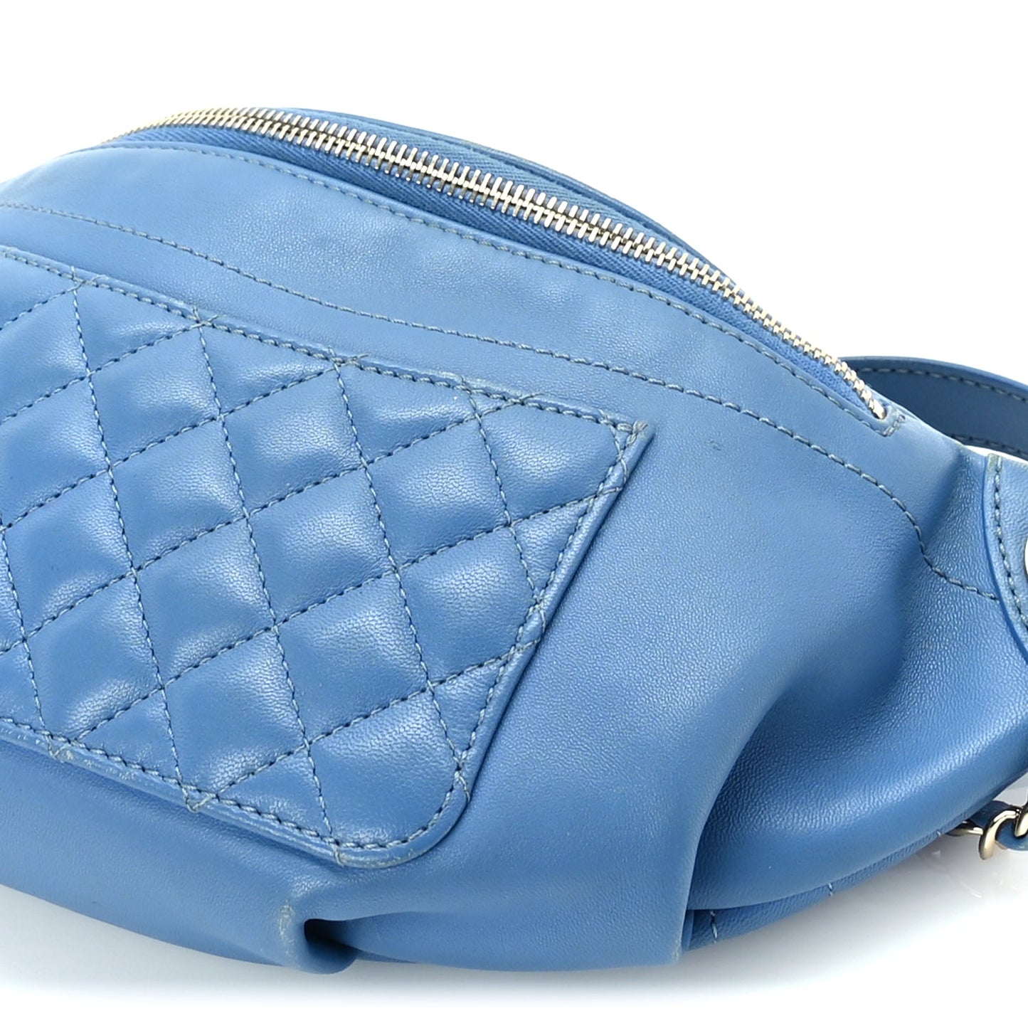 Chanel Lambskin Quilted Bi Waist Bag Pack  Blue