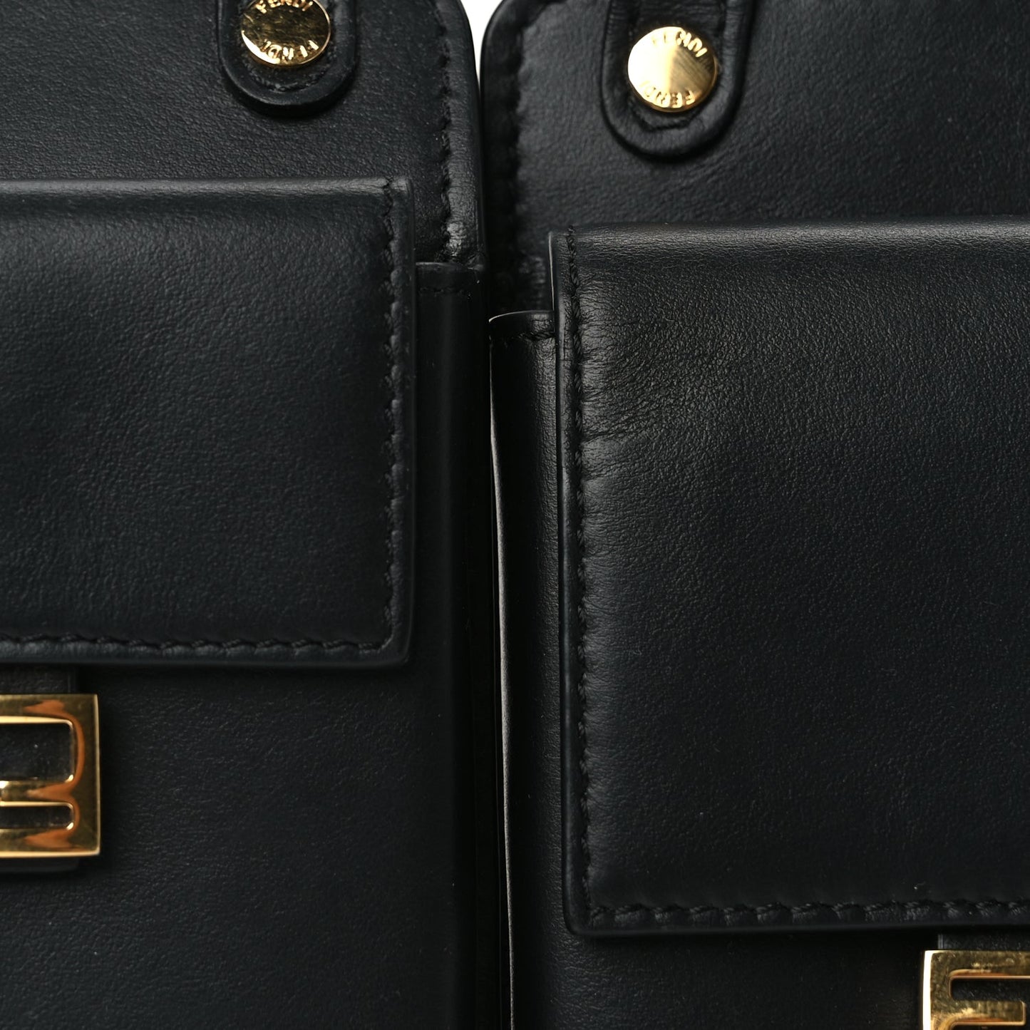 Fendi Calfskin Multi Pocket Belt  Black
