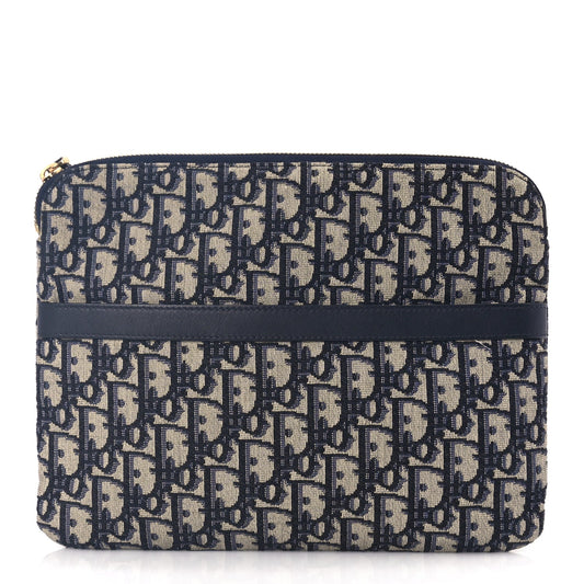 Christian Dior Oblique Travel Pouch Navy Blue