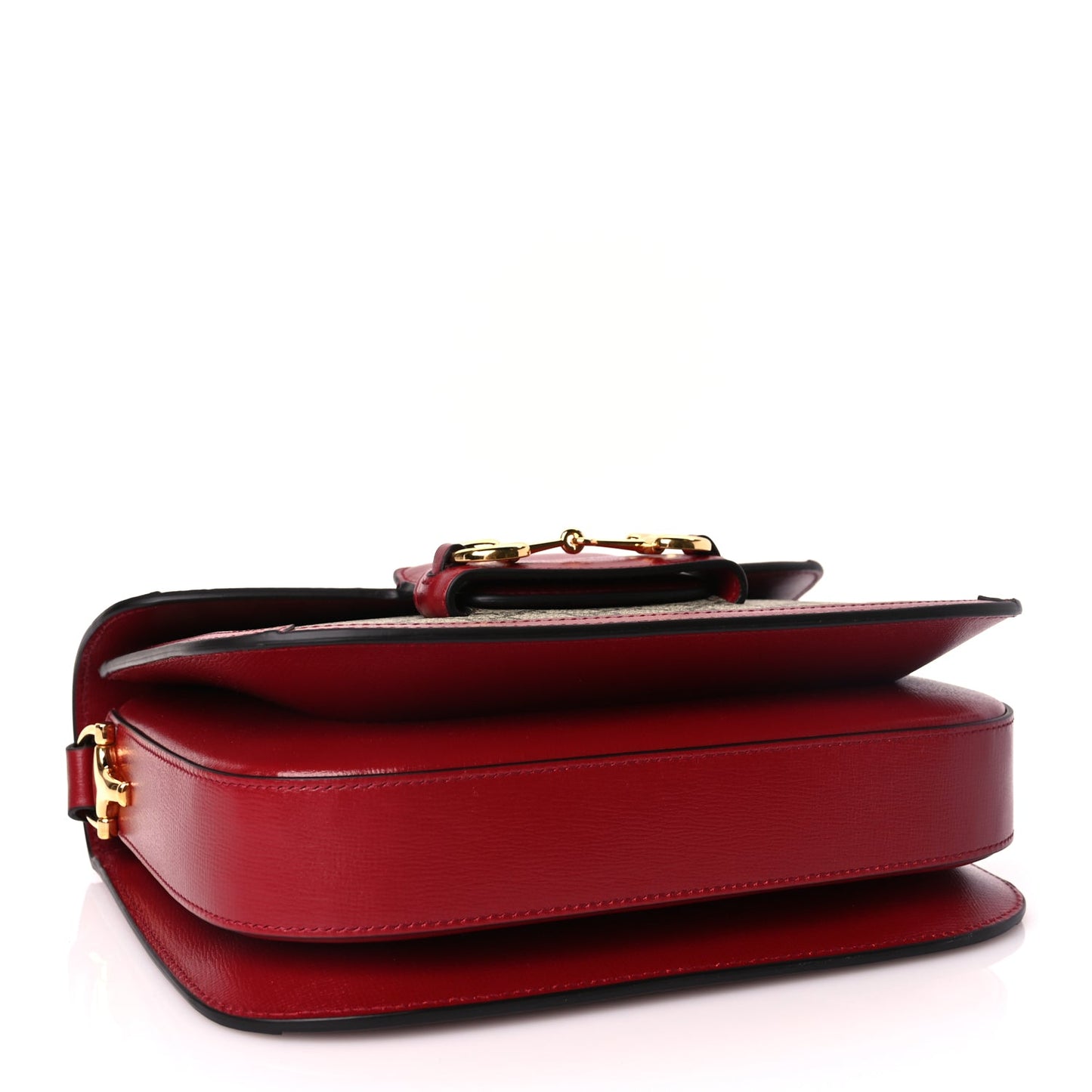Gucci GG Supreme Monogram Azalea Calfskin Horsebit 1955 Shoulder Bag Beige Ebony New Cherry Red