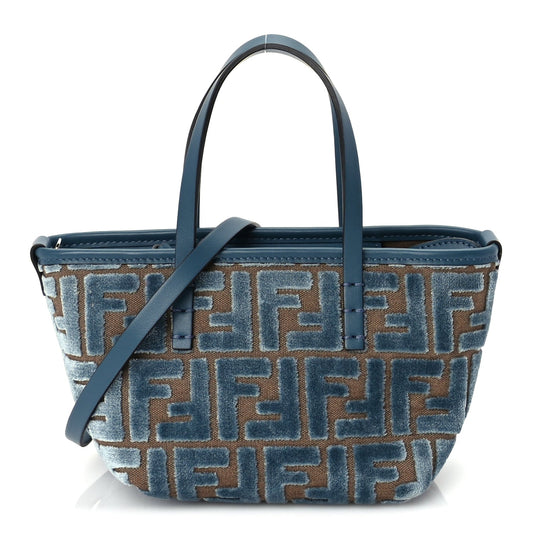 Fendi Velvet Jacquard FF Mini Roll Tote Anice