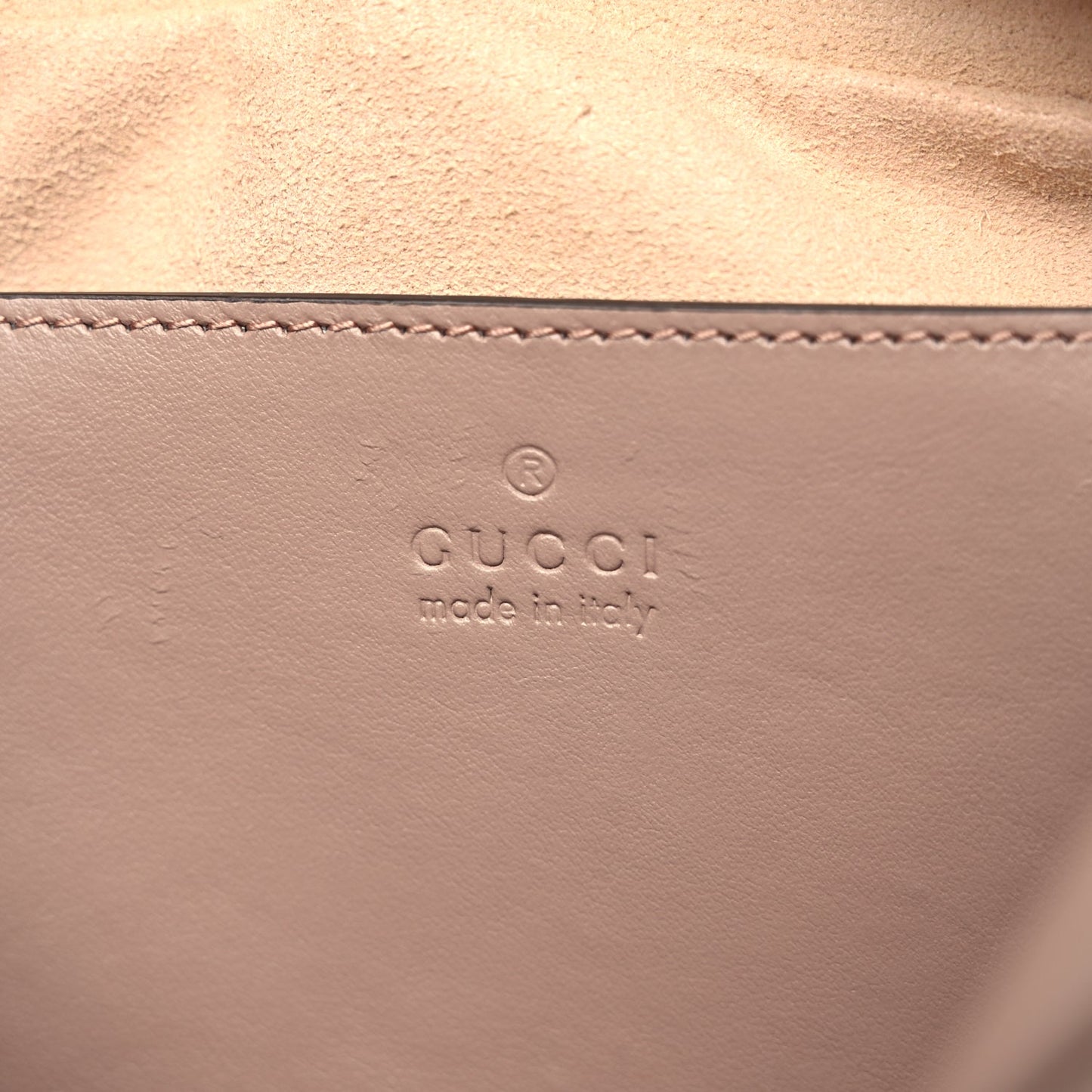 Gucci Calfskin Matelasse Small GG Marmont Chain Shoulder Bag Porcelain Rose