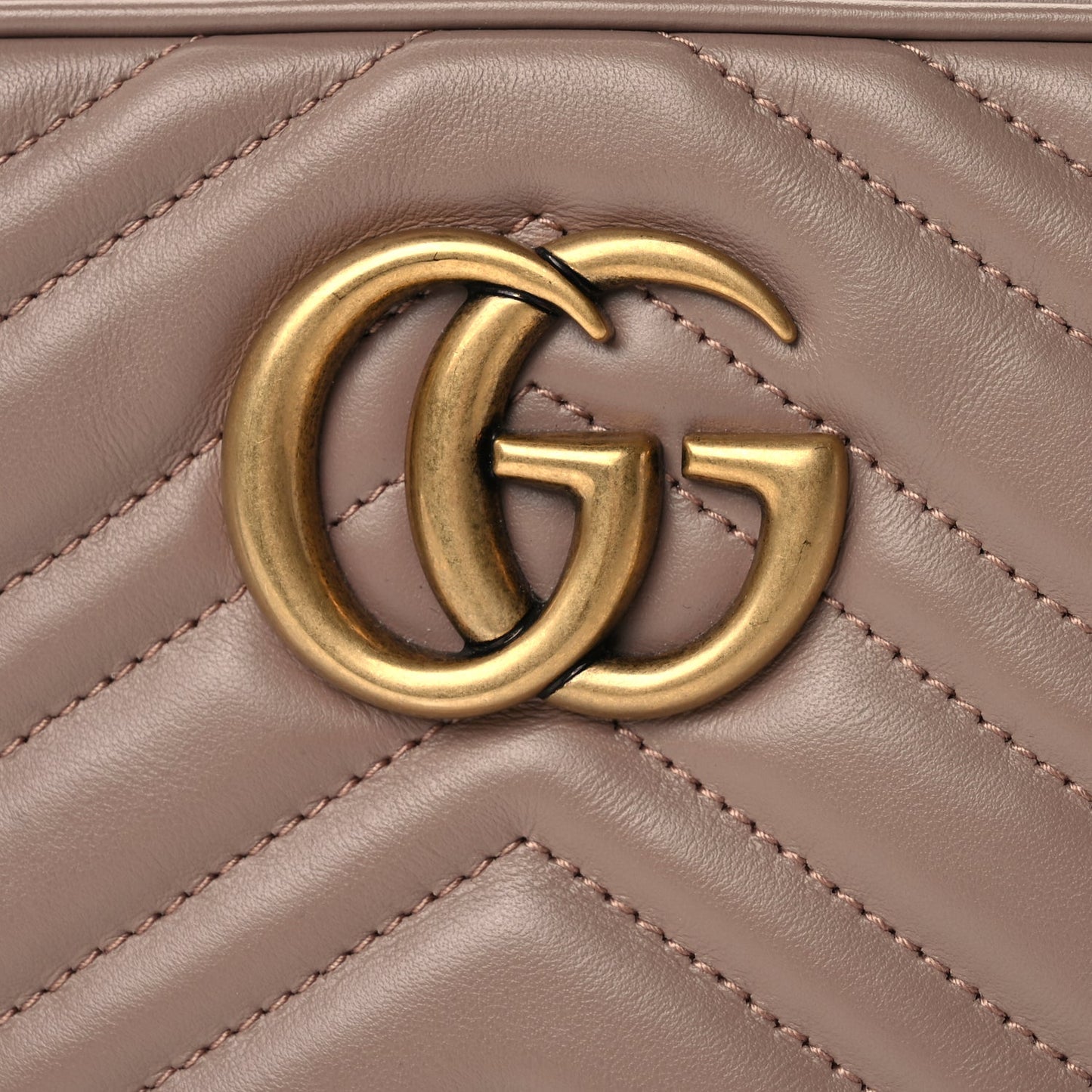 Gucci Calfskin Matelasse Small GG Marmont Chain Shoulder Bag Porcelain Rose