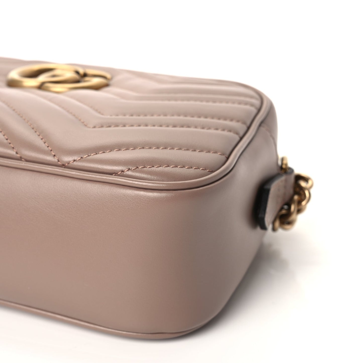 Gucci Calfskin Matelasse Small GG Marmont Chain Shoulder Bag Porcelain Rose