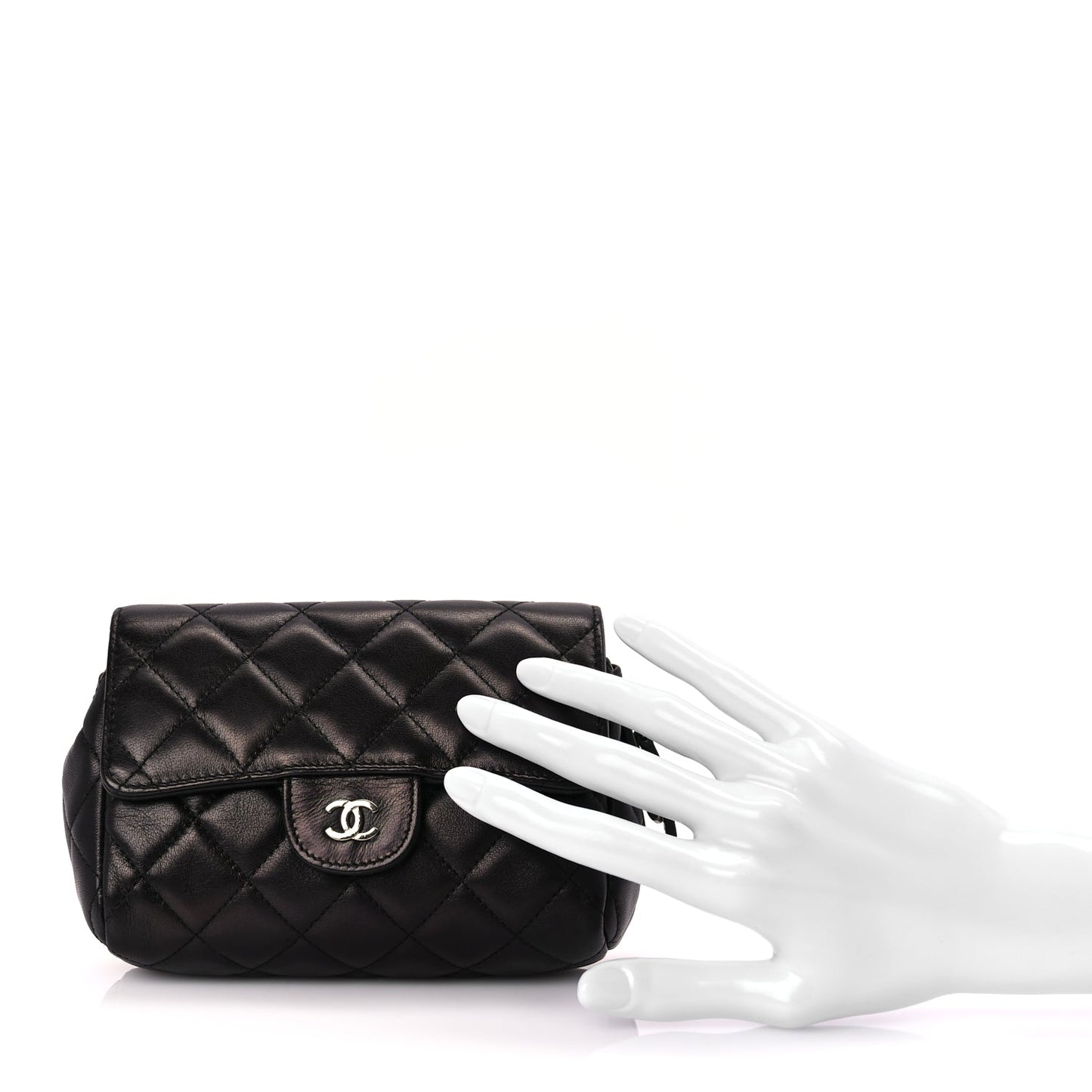 Chanel Lambskin Quilted Flap Cosmetic Case Black