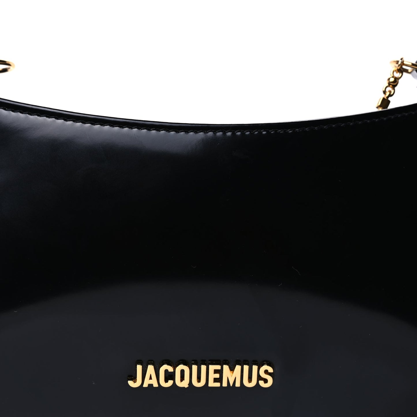 Jacquemus Glazed Calfskin The Small Bisou Chaine Shoulder Bag Black