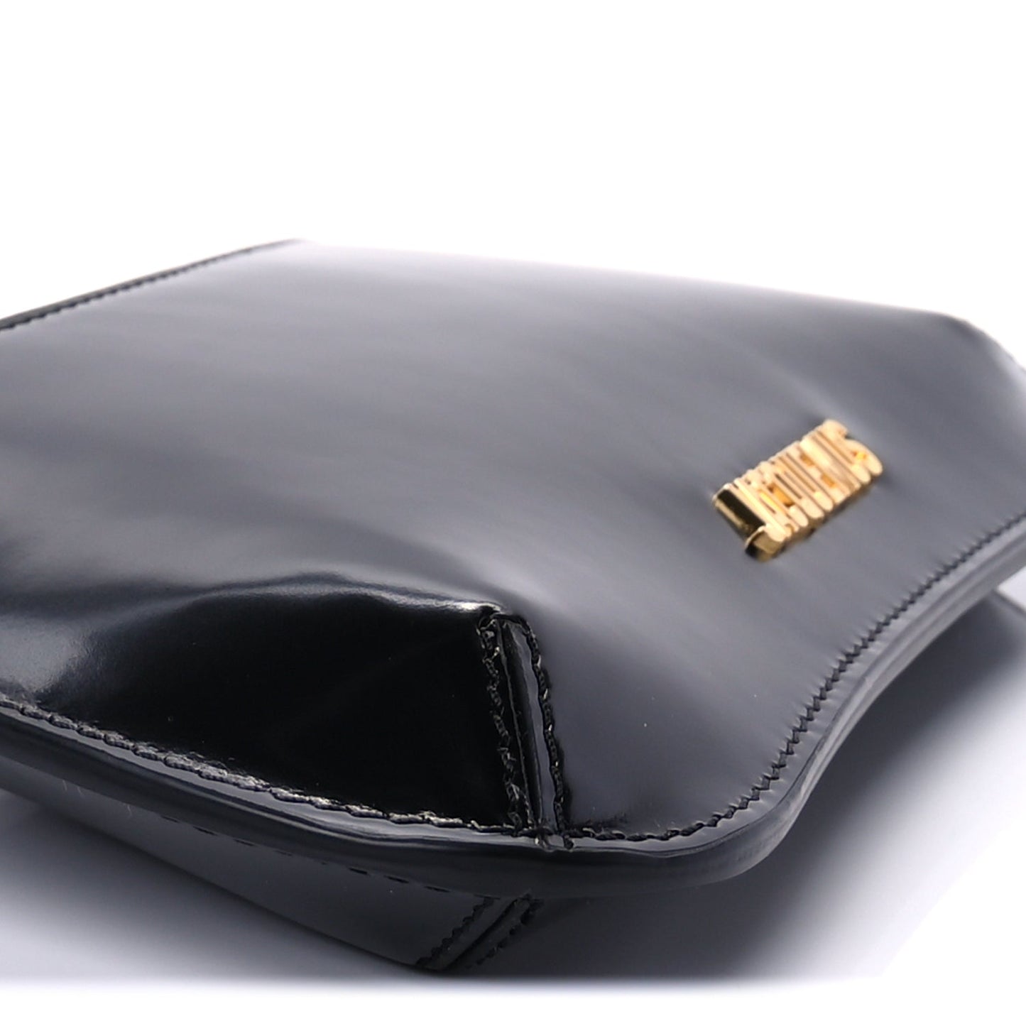 Jacquemus Glazed Calfskin The Small Bisou Chaine Shoulder Bag Black