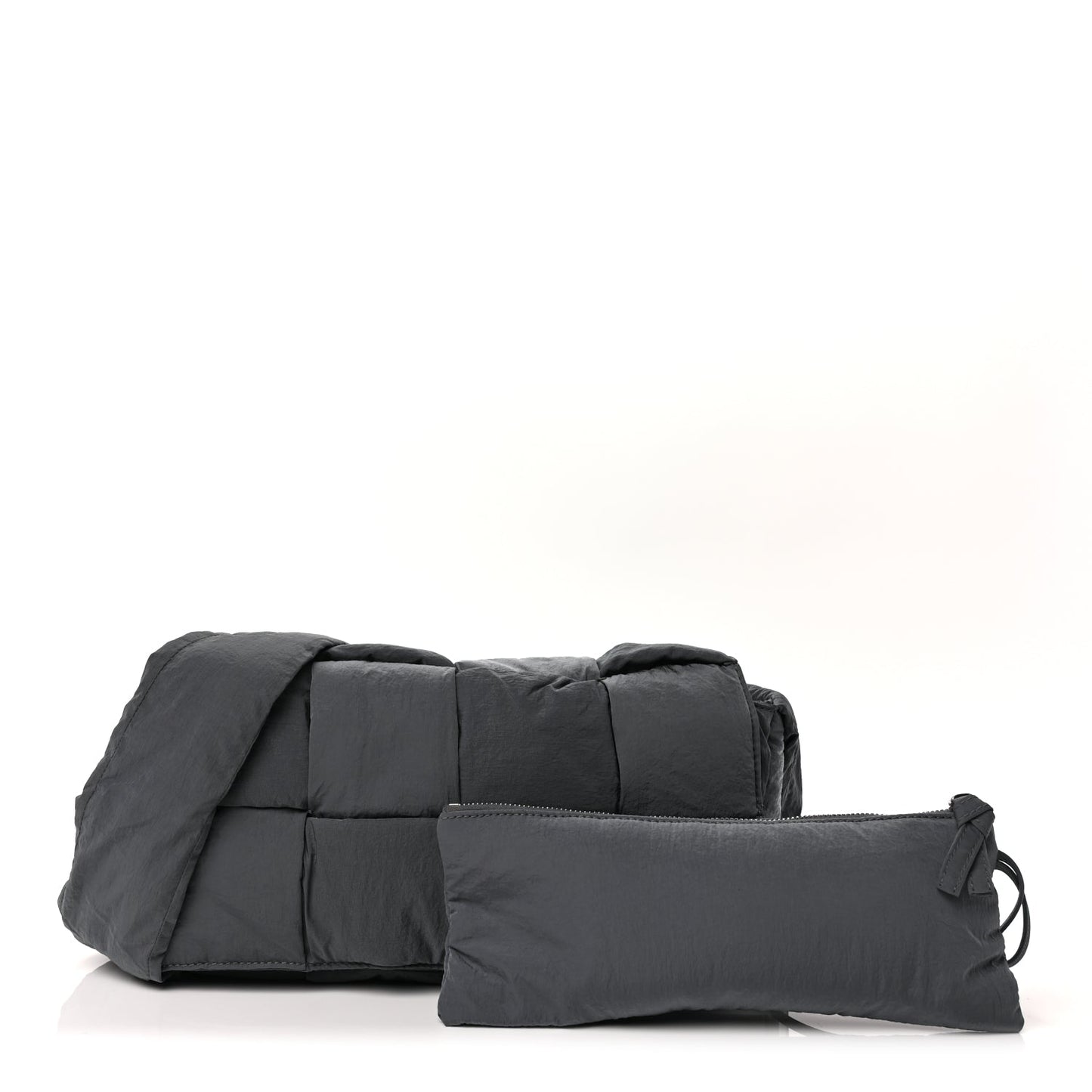 Bottega Veneta Nylon Intrecciato Padded Tech Cassette Bag Dark Grey
