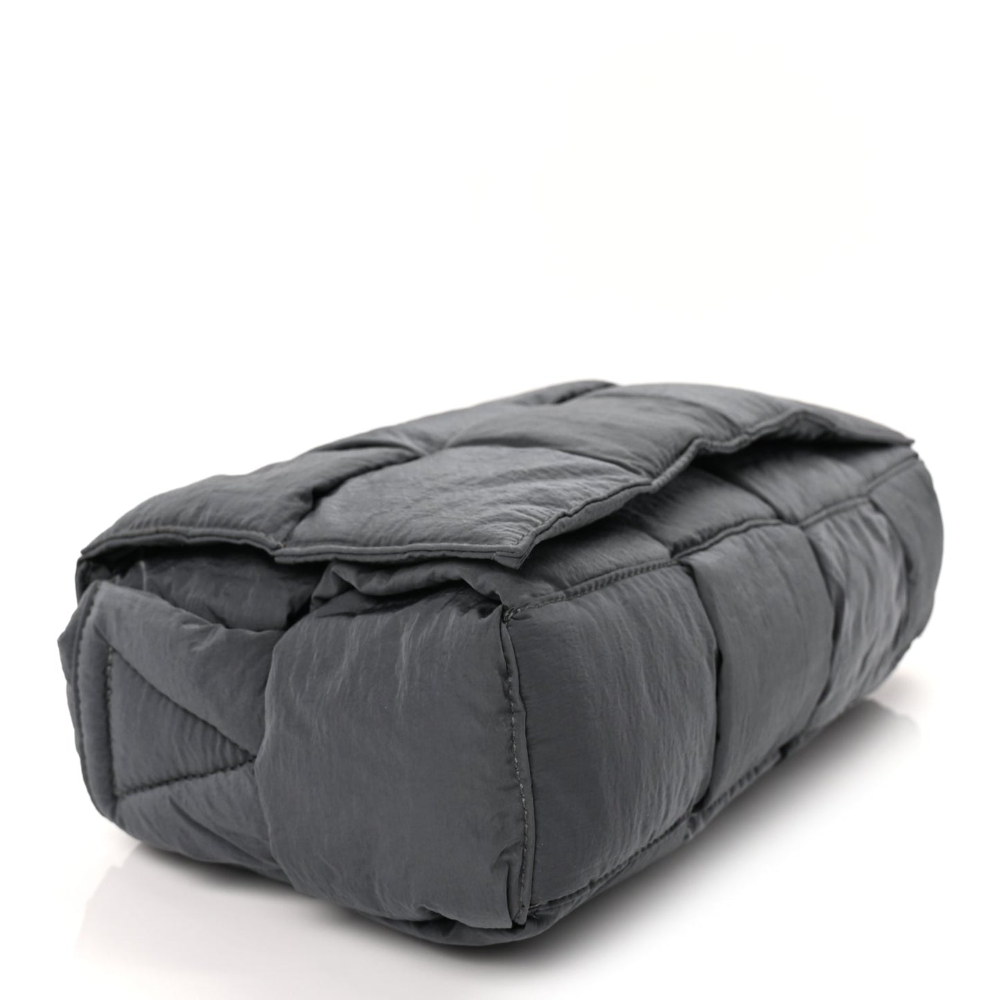 Bottega Veneta Nylon Intrecciato Padded Tech Cassette Bag Dark Grey