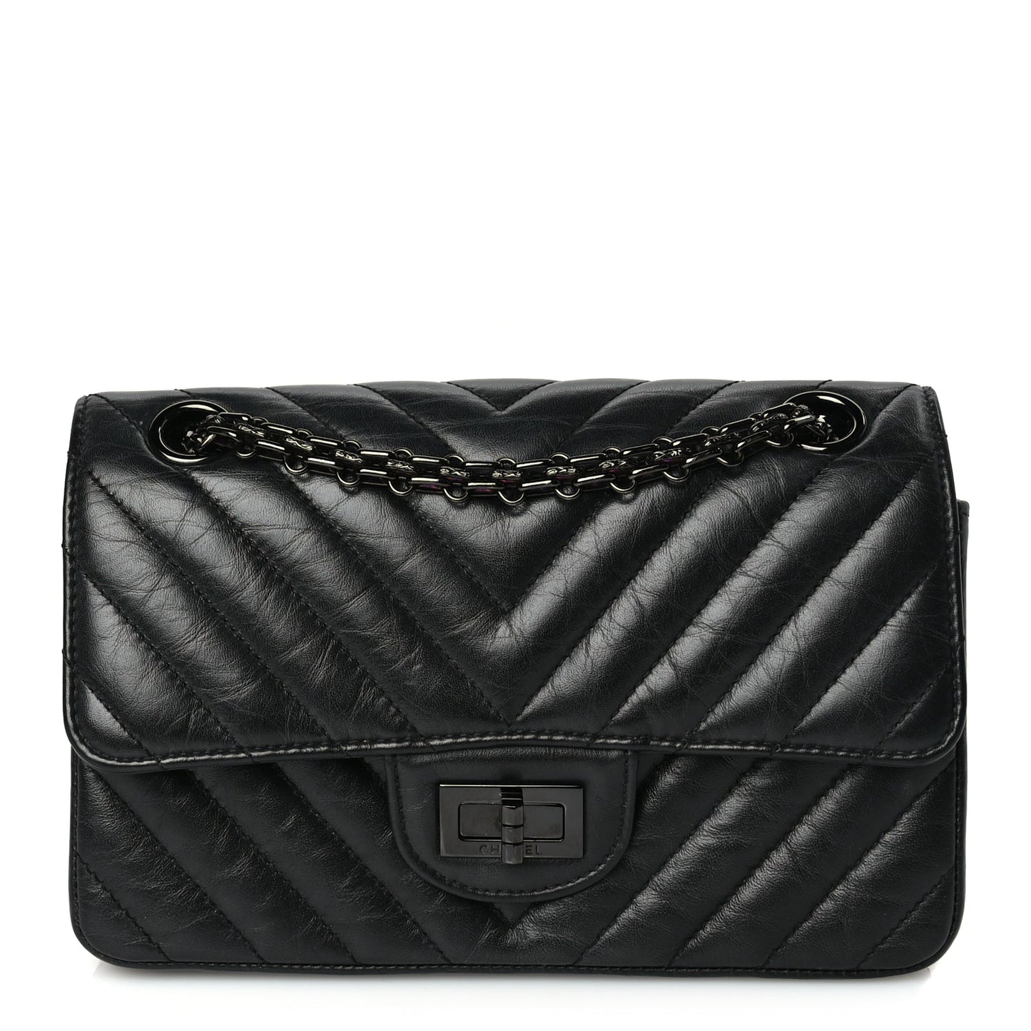 Chanel Aged Calfskin Quilted 2.55 Reissue Mini Flap So Black