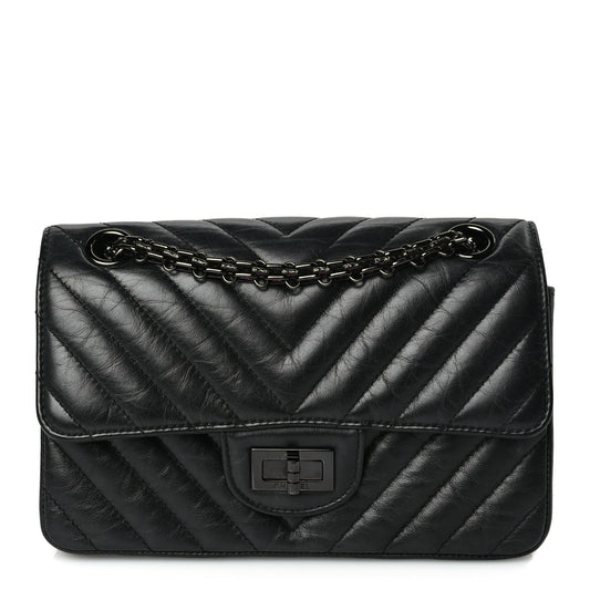 Chanel Aged Calfskin Quilted 2.55 Reissue Mini Flap So Black