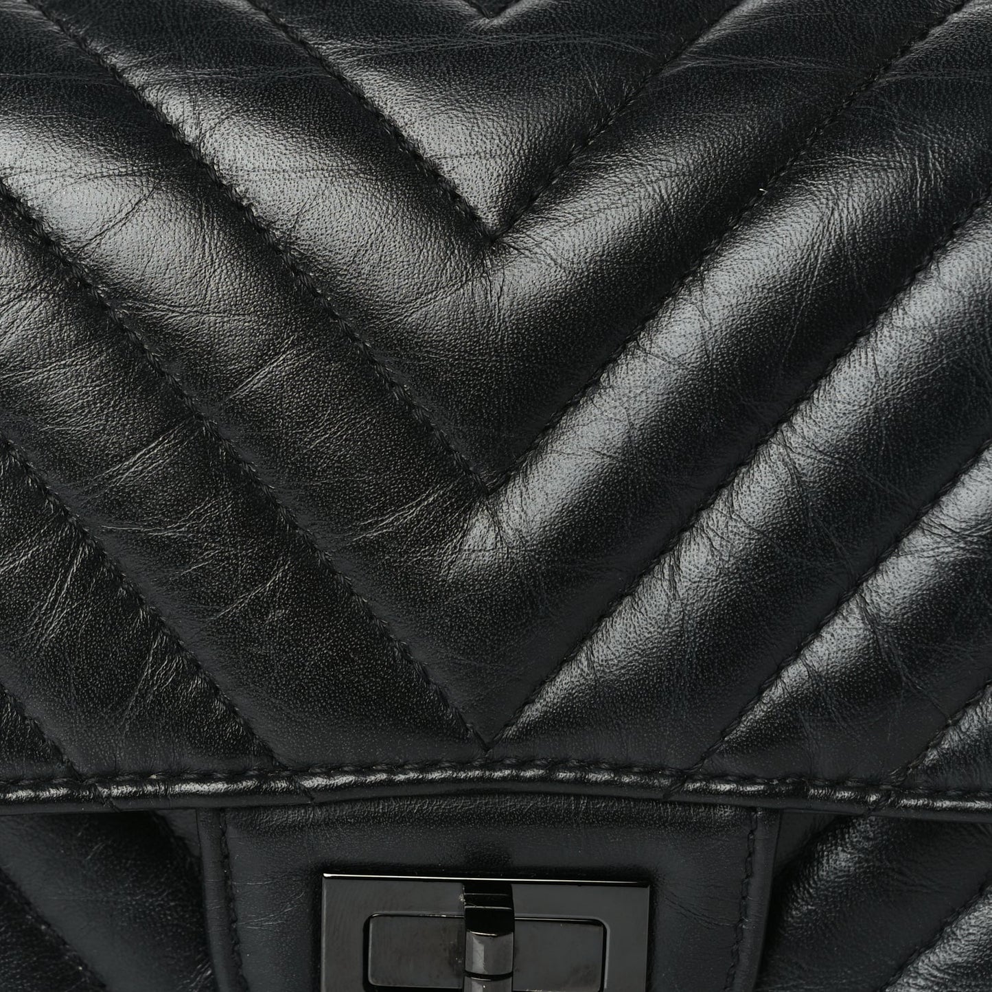 Chanel Aged Calfskin Quilted 2.55 Reissue Mini Flap So Black