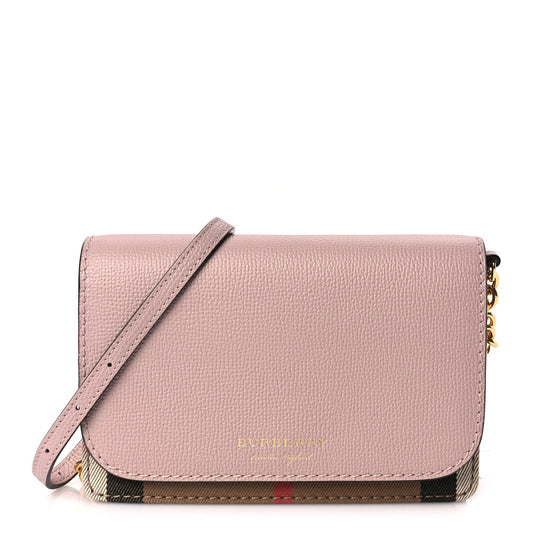 Burberry Derby Calfskin House Check Mini Hampshire Crossbody Pale Orchid