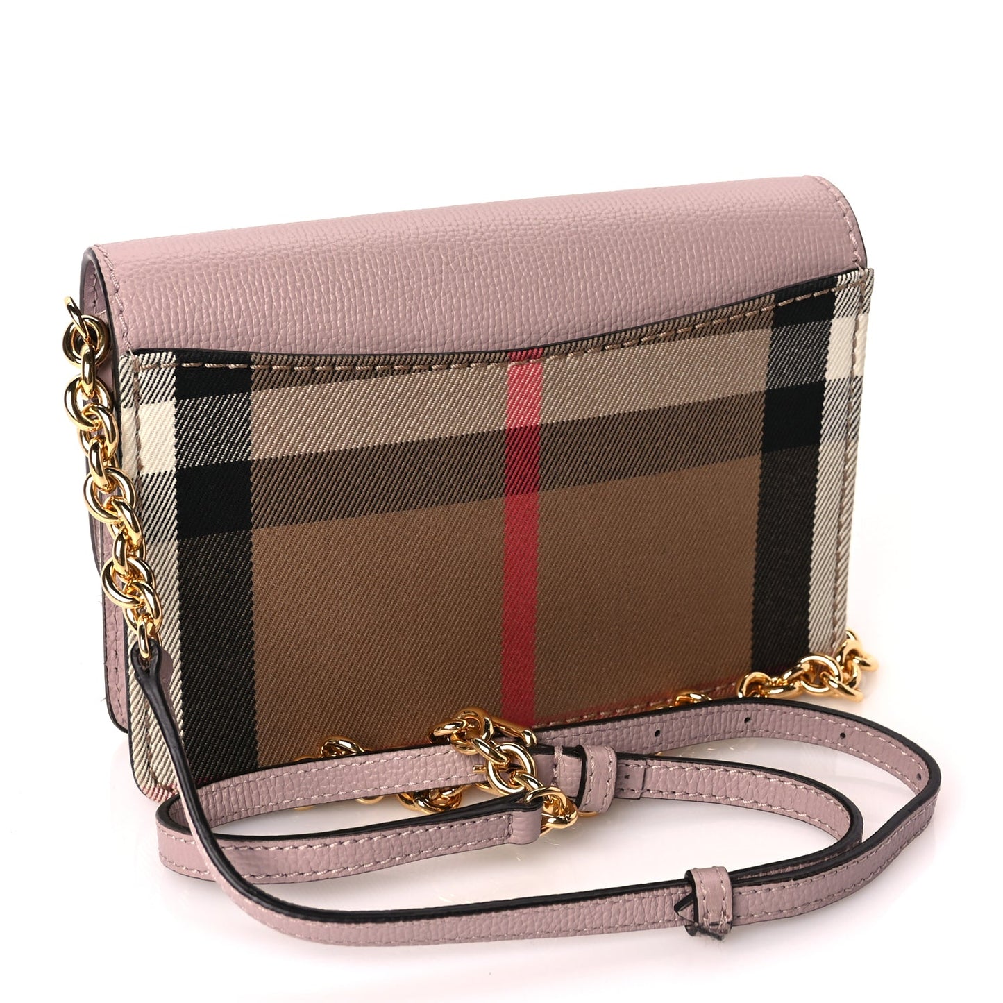 Burberry Derby Calfskin House Check Mini Hampshire Crossbody Pale Orchid