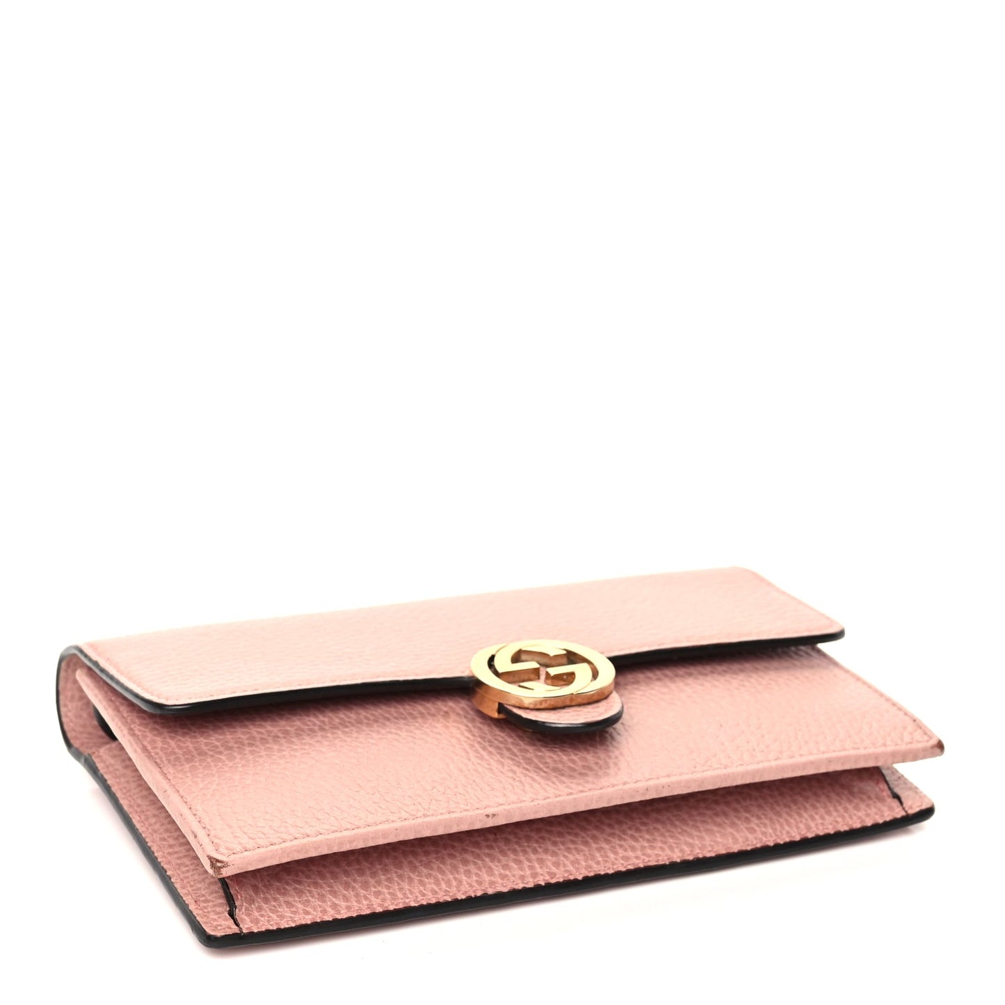 Gucci Dollar Calfskin Interlocking G Chain Wallet Soft Pink
