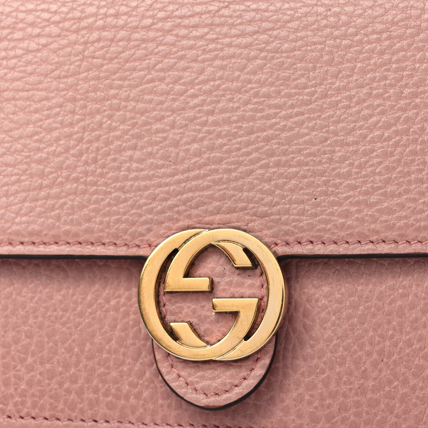 Gucci Dollar Calfskin Interlocking G Chain Wallet Soft Pink