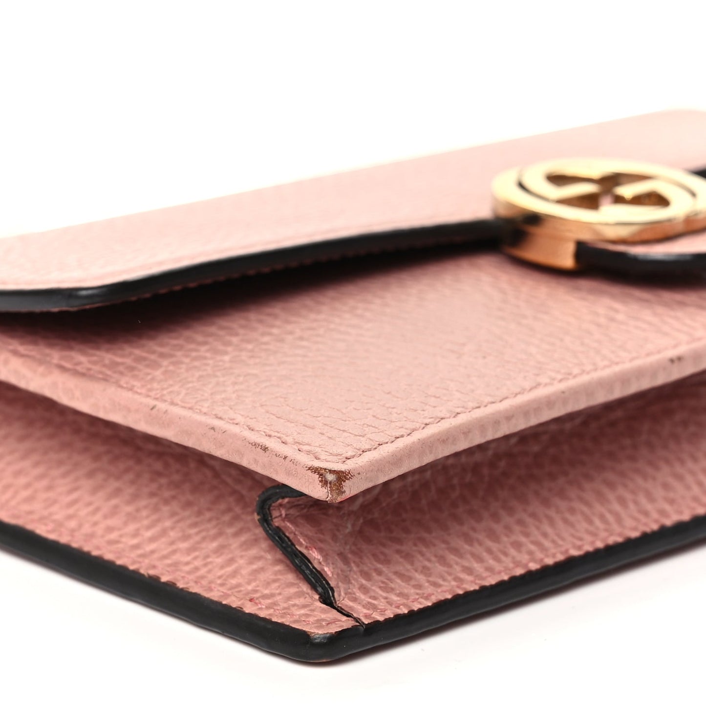 Gucci Dollar Calfskin Interlocking G Chain Wallet Soft Pink